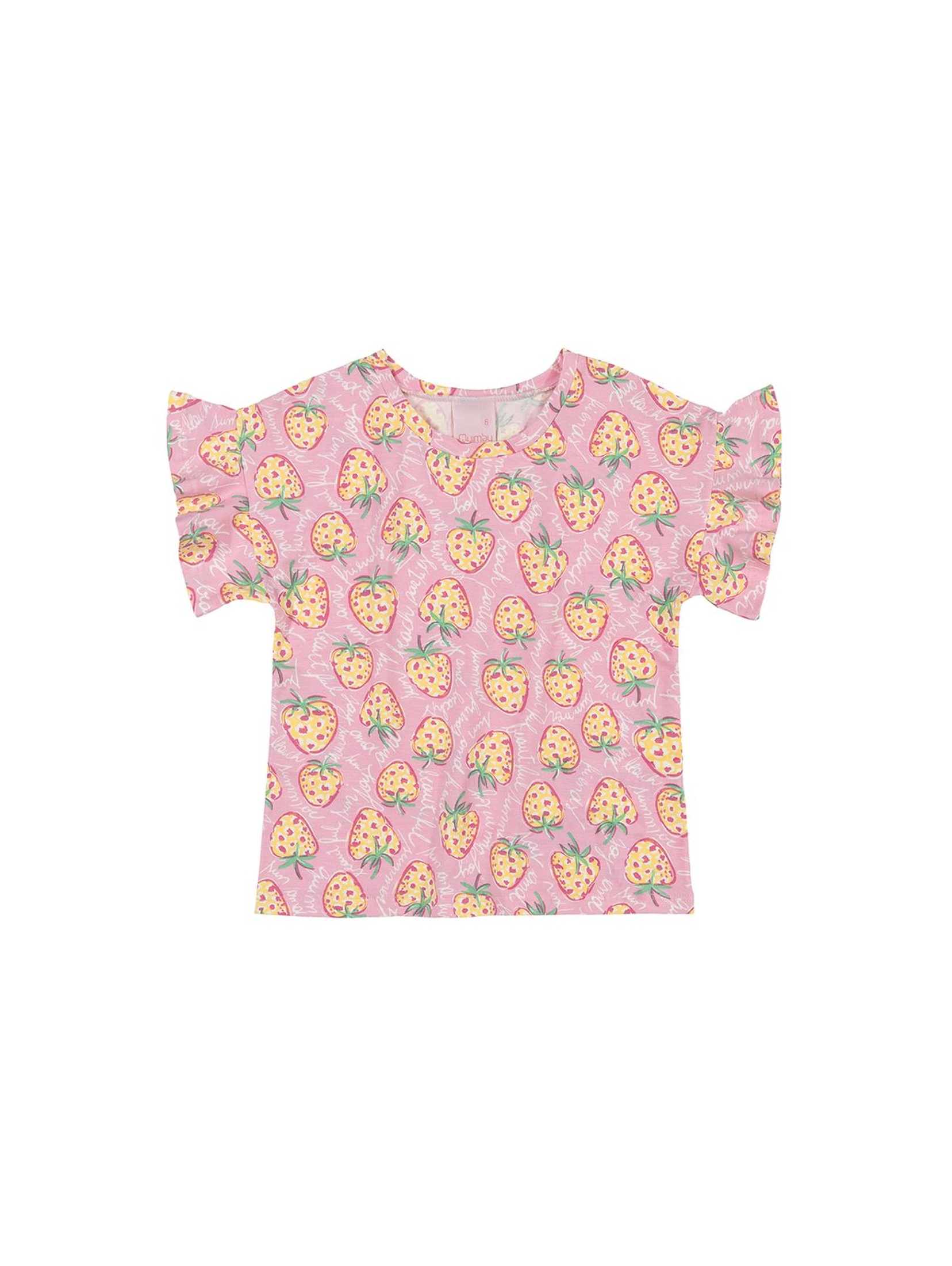 T-shirt w truskawki - różowy w truskawki
