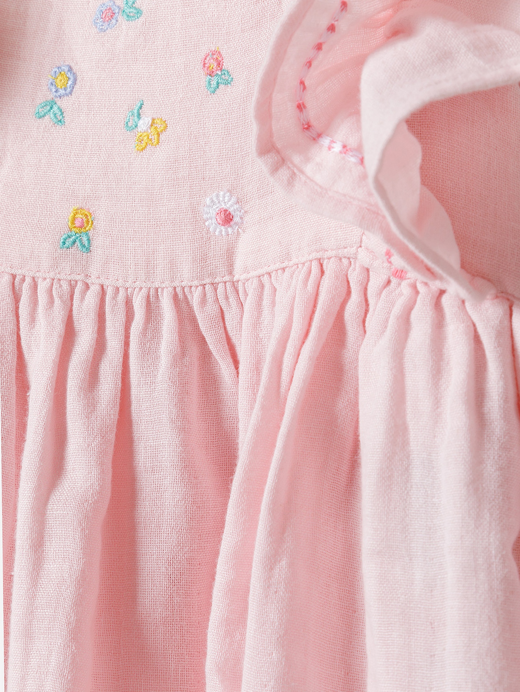 Różowa sukienka niemowlęca bawełniana z krótkim rękawem