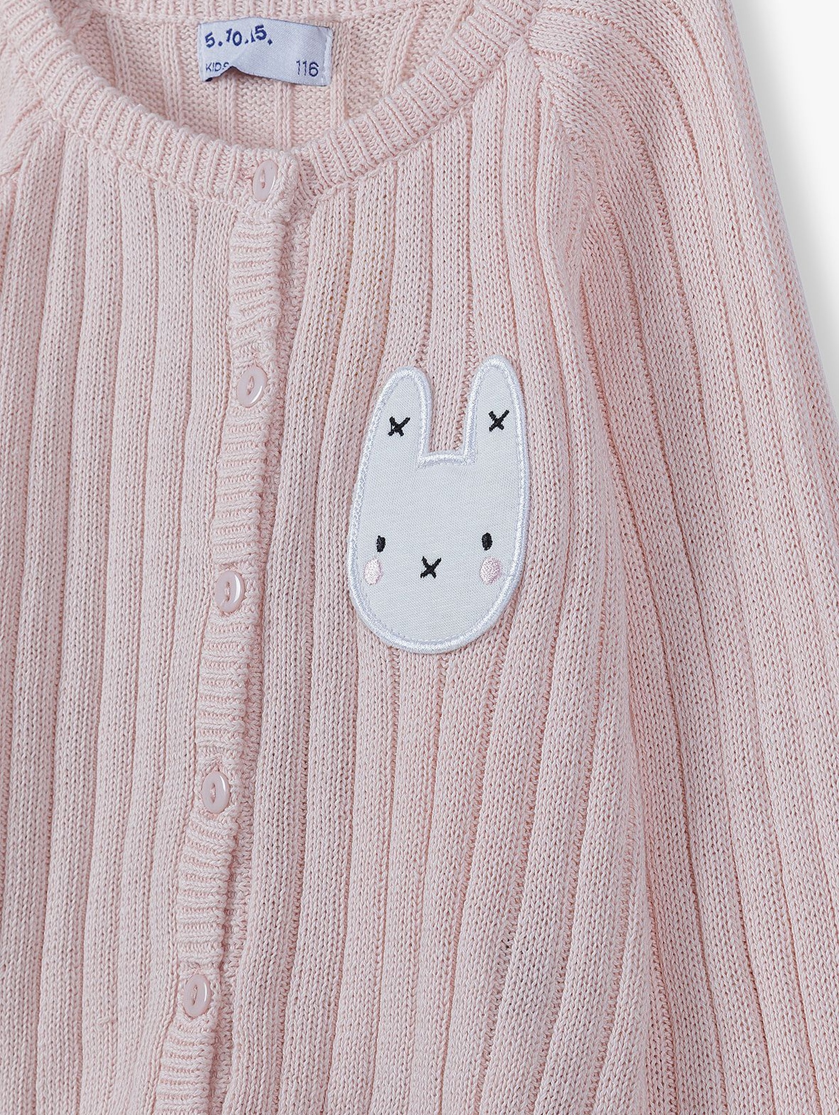 Bawełniany sweter z haftowaną aplikacją - różowy
