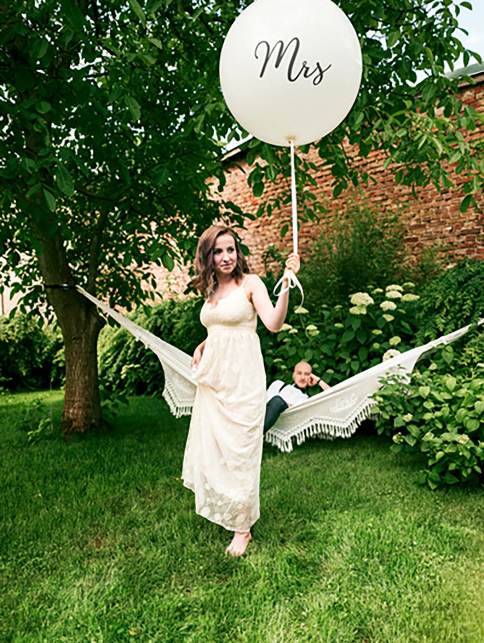 Balon Mrs średnica 1 metr- pastelowy biały