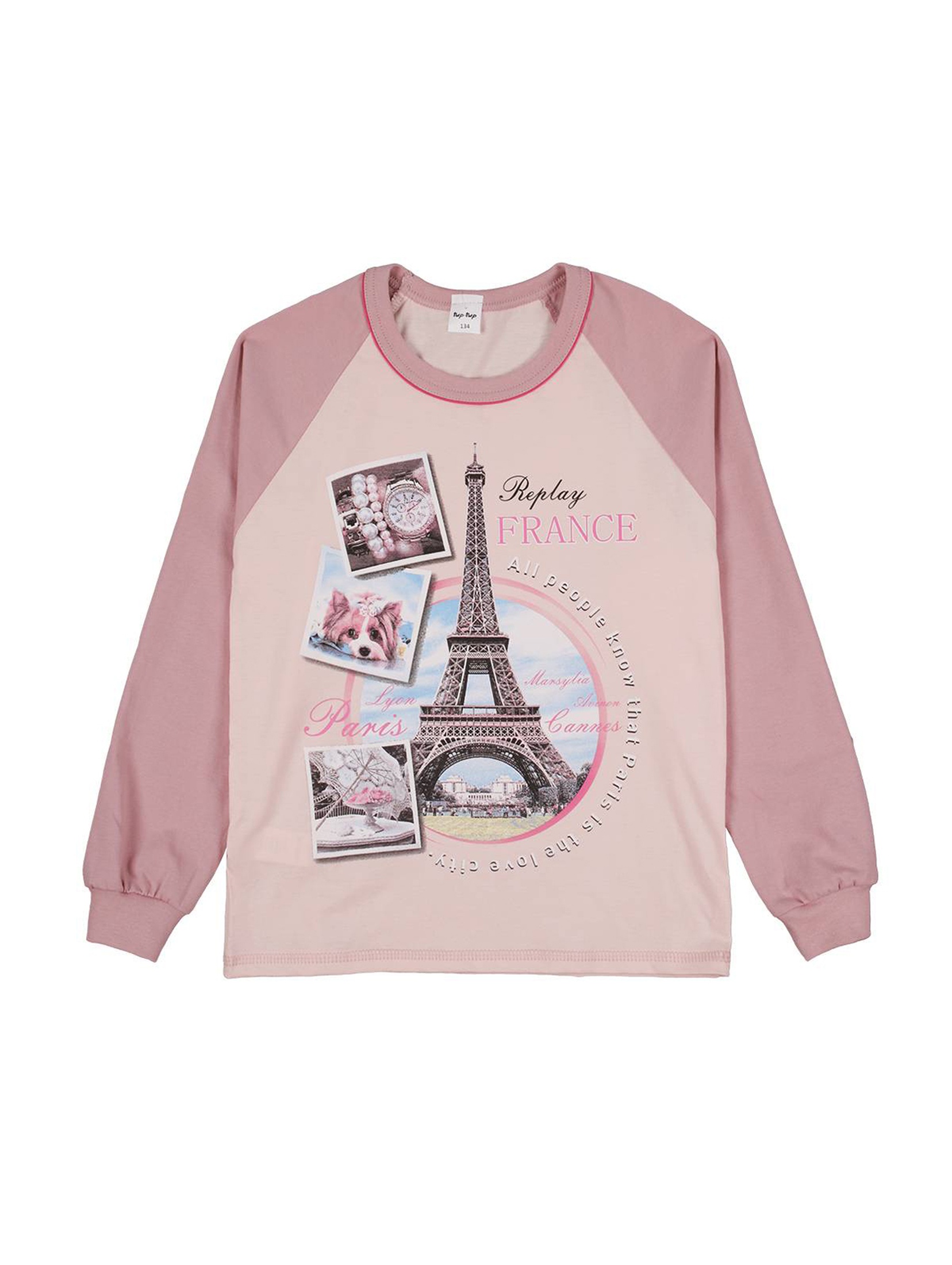 Dziewczęca piżama pudrowa Paryż