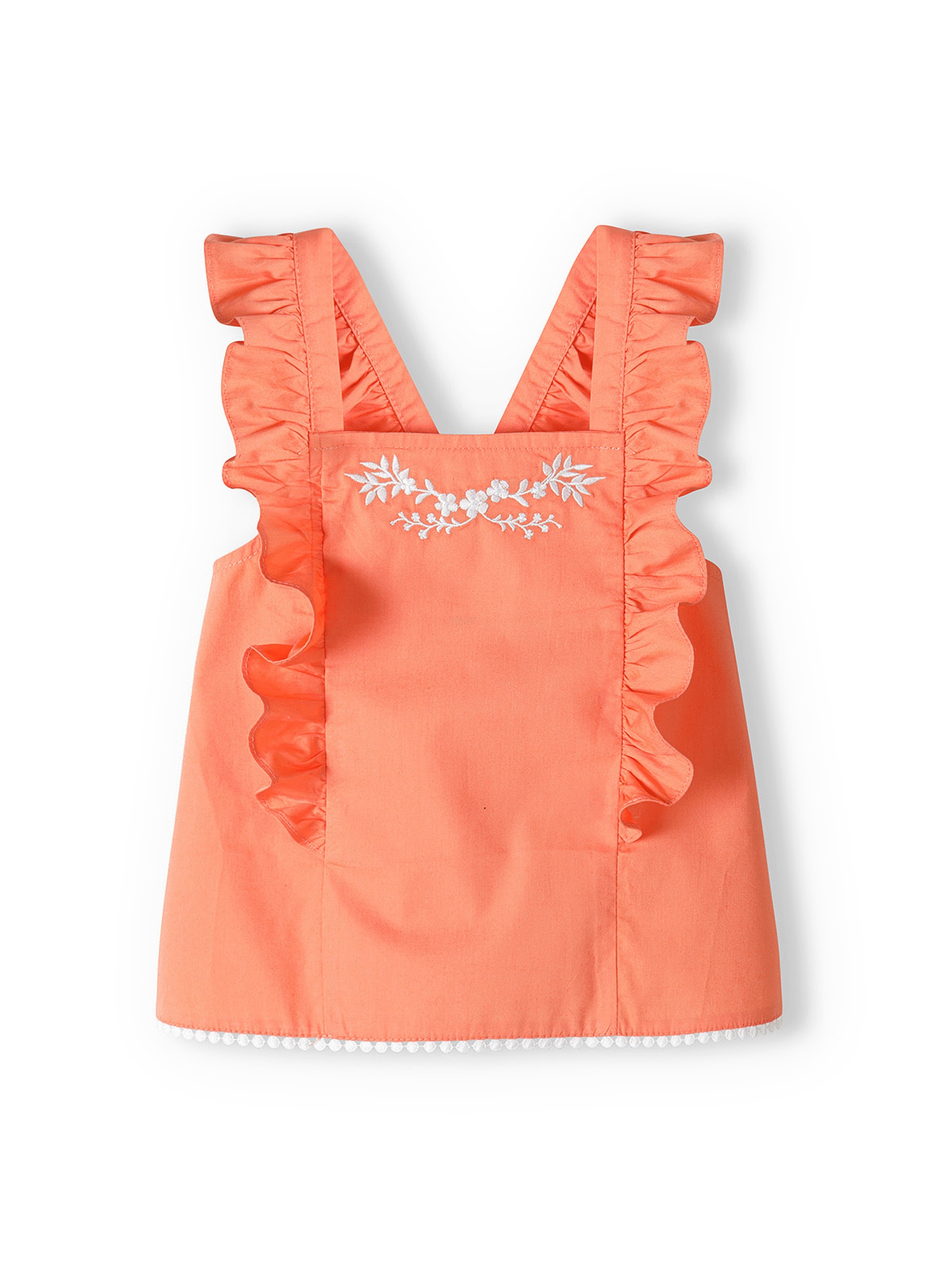 Pomarańczowy komplet niemowlęcy - bluzka na ramiączkach + spodenki
