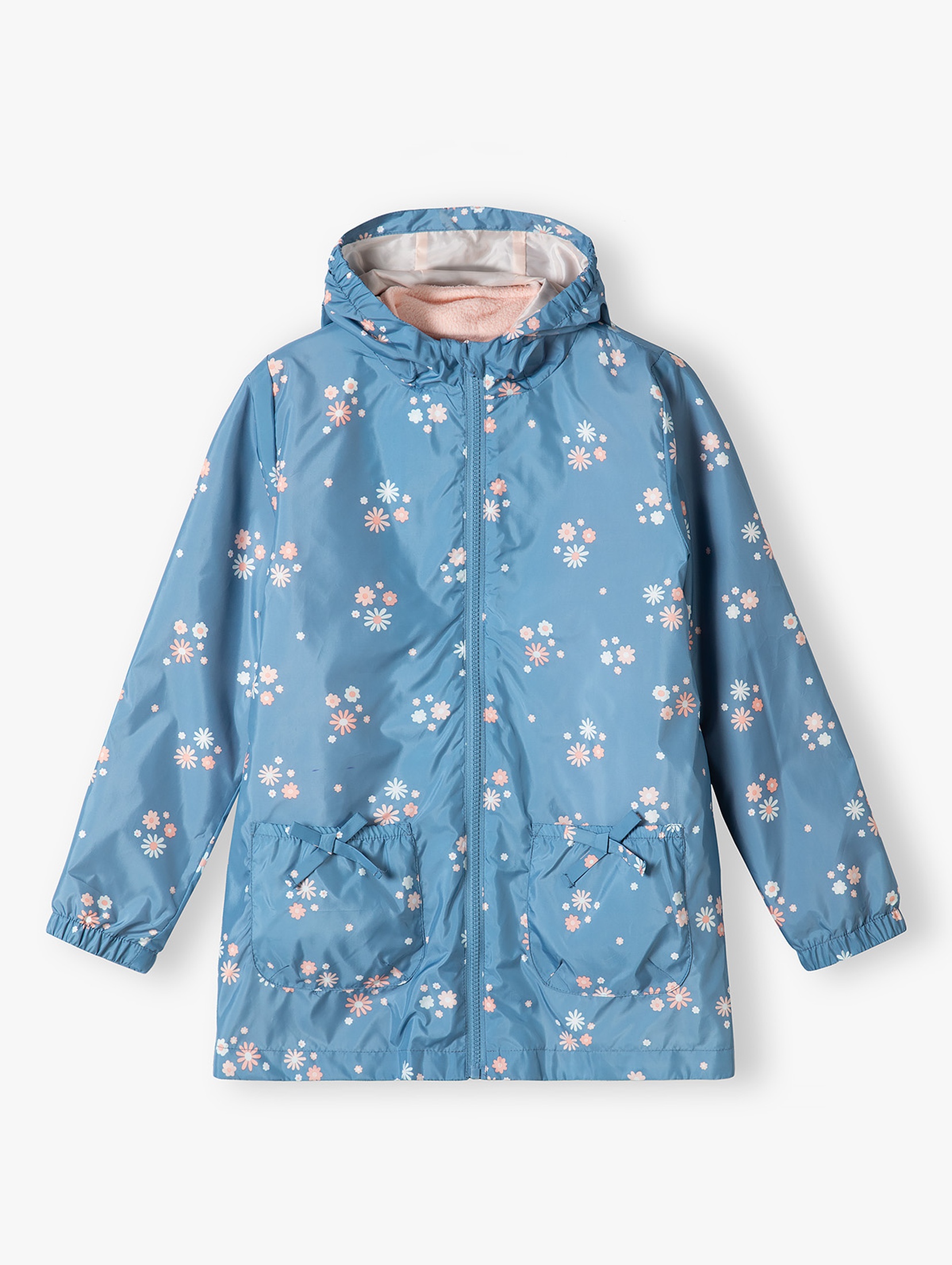 Niebieska kurtka dla dziewczynki 3w1 w drobne kwiaty