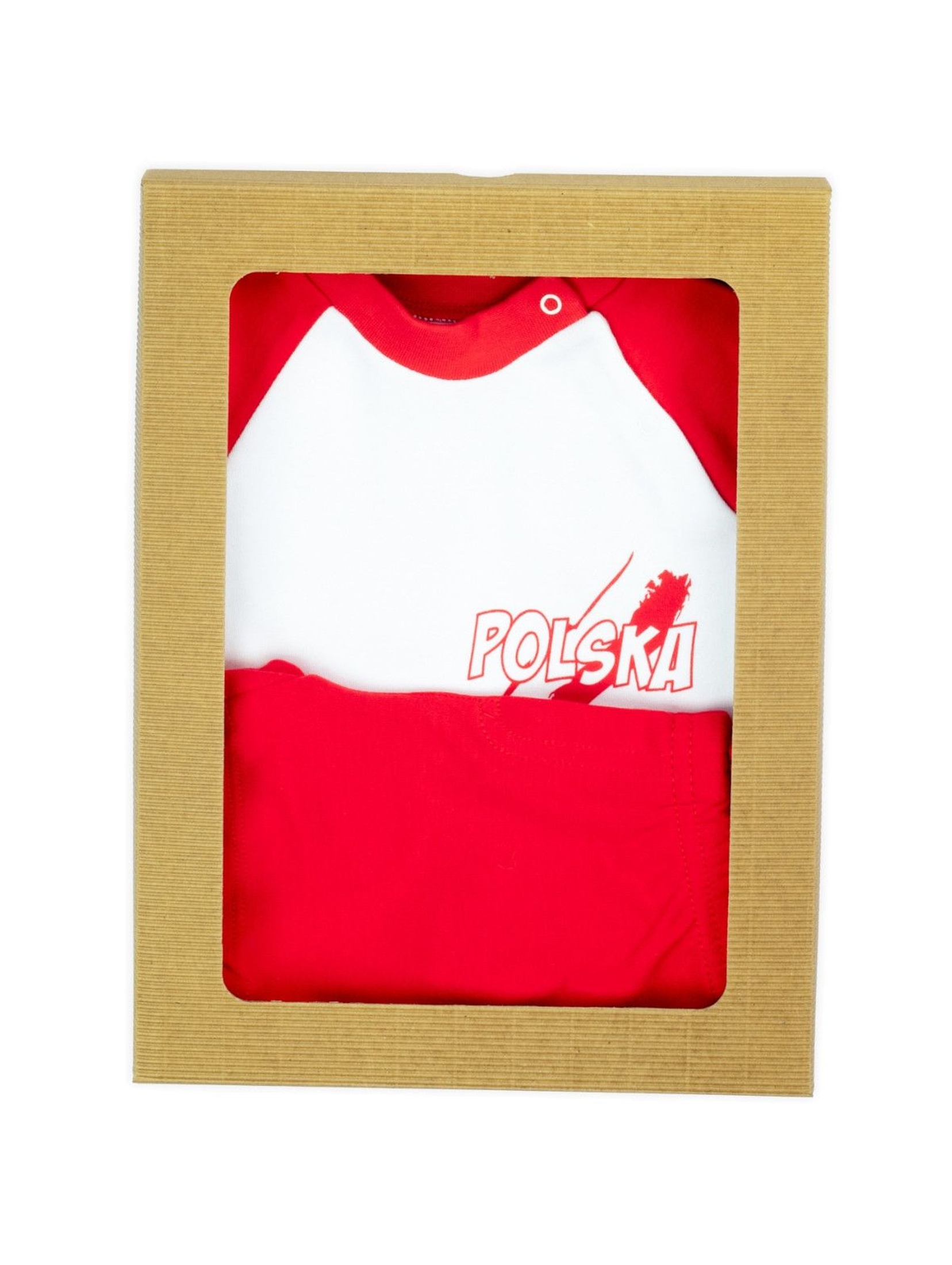 Bawełniany komplet Strefa Kibica - bluzka + spodenki - biało - czerwony