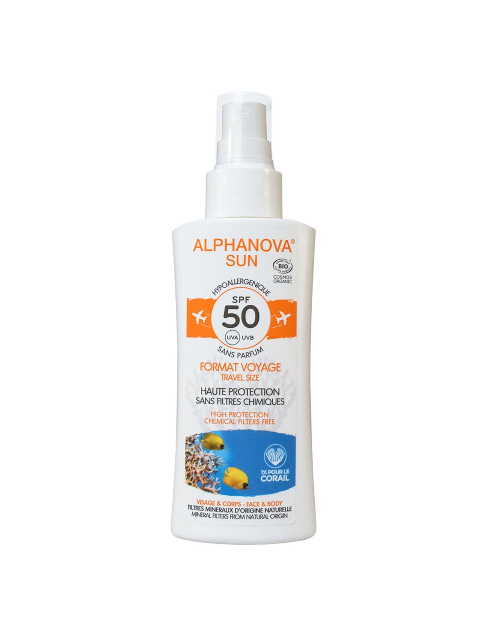Spray do twarzy i ciała z filtrem SPF50 Alphanova - 9g