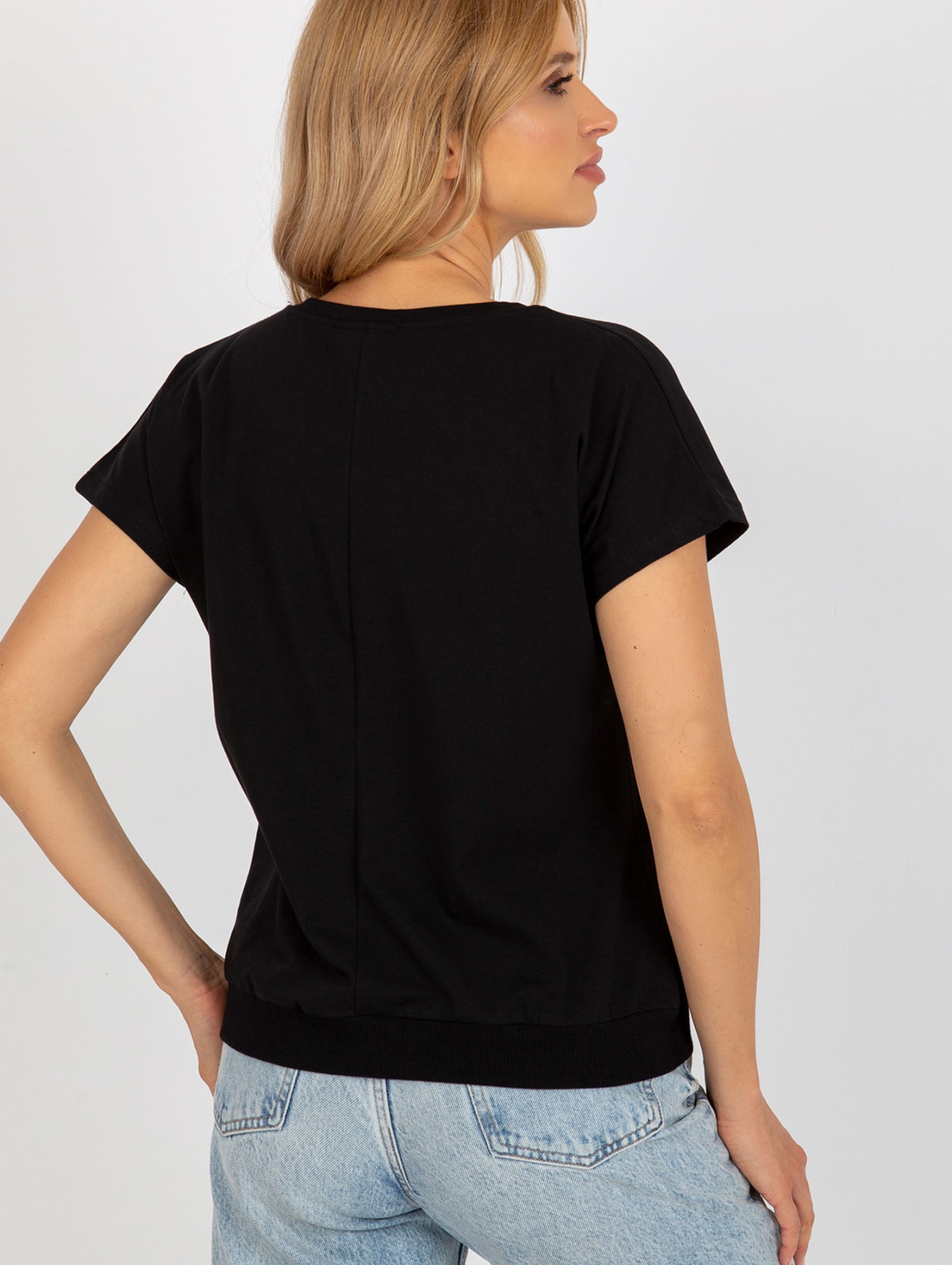 Czarna damska bluzka z nadrukiem RUE PARIS