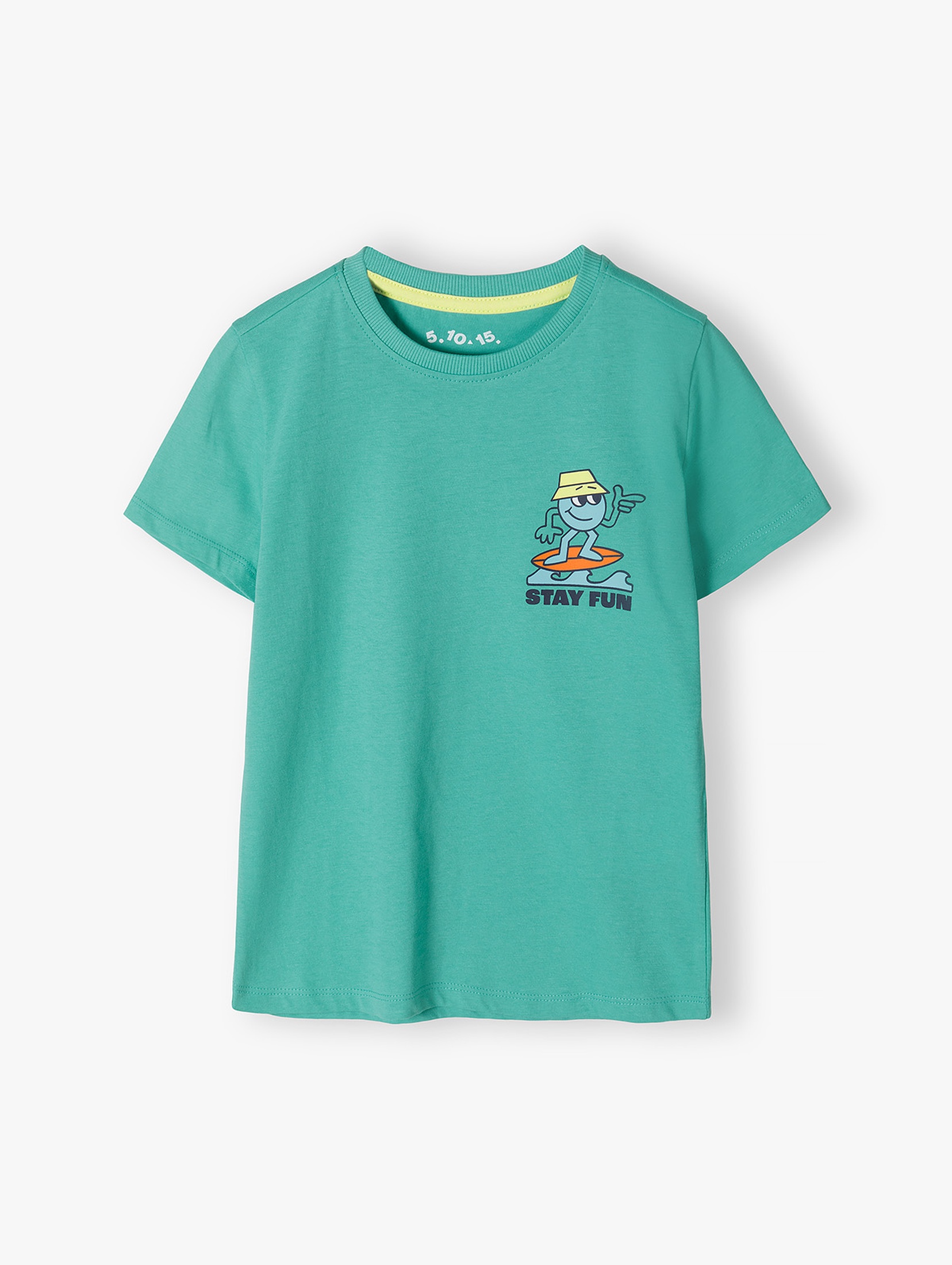 Zielony t-shirt dla chłopca bawełniany z nadrukiem