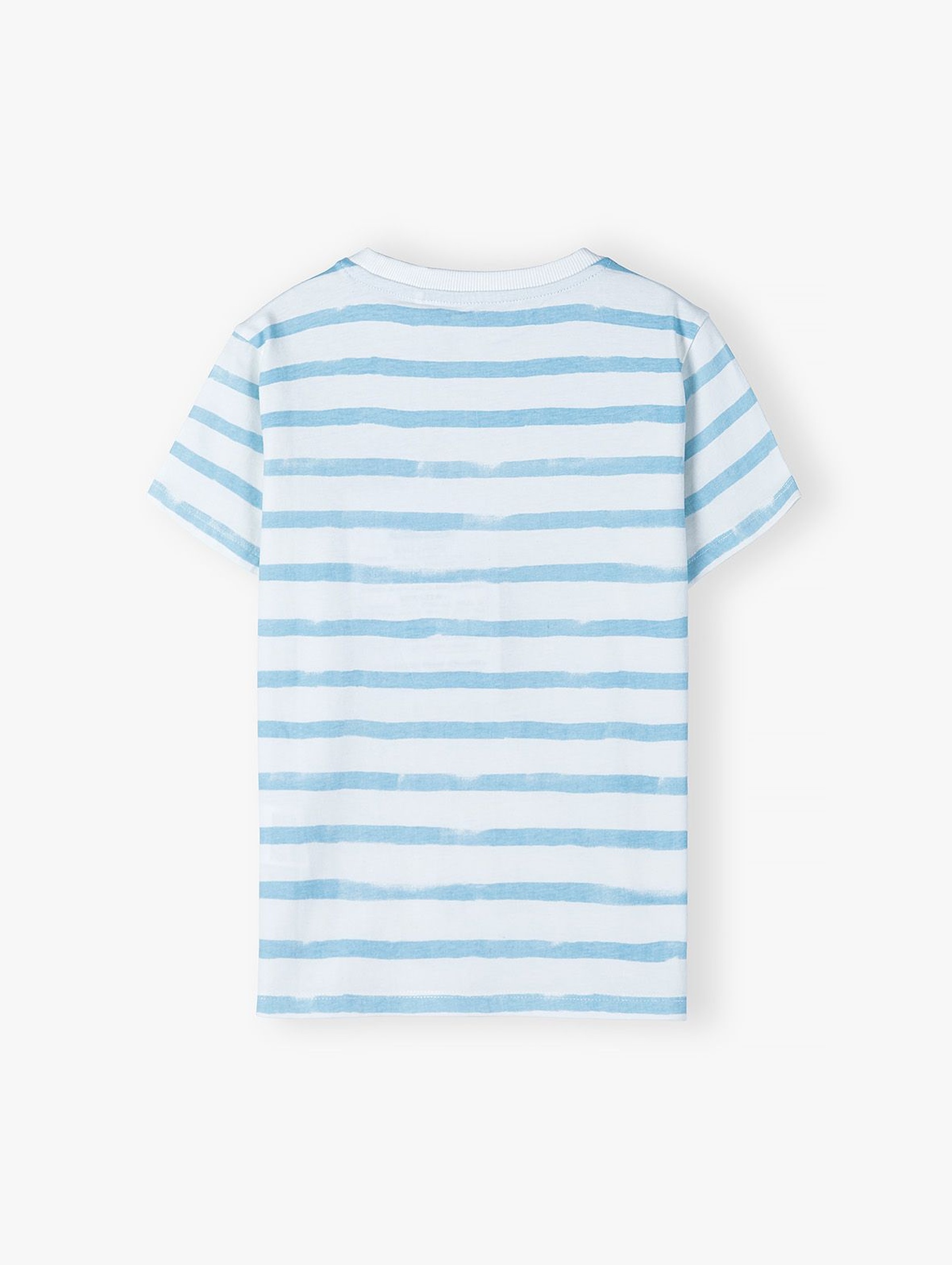 Dzianinowy T-shirt w błękito - białe pasy