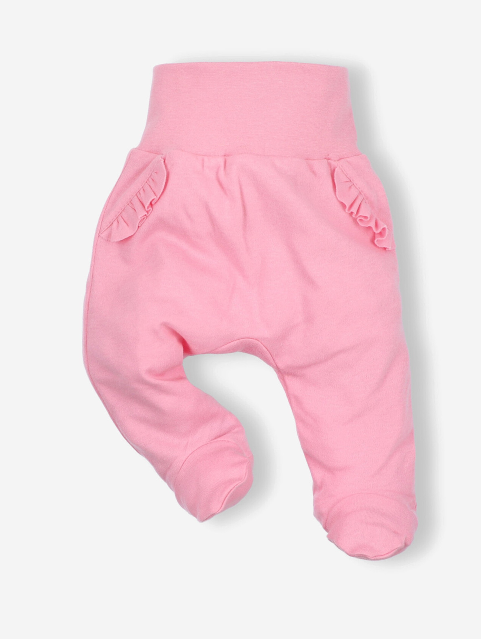 Półśpiochy niemowlęce z bawełny organicznej dla dziewczynki różowe