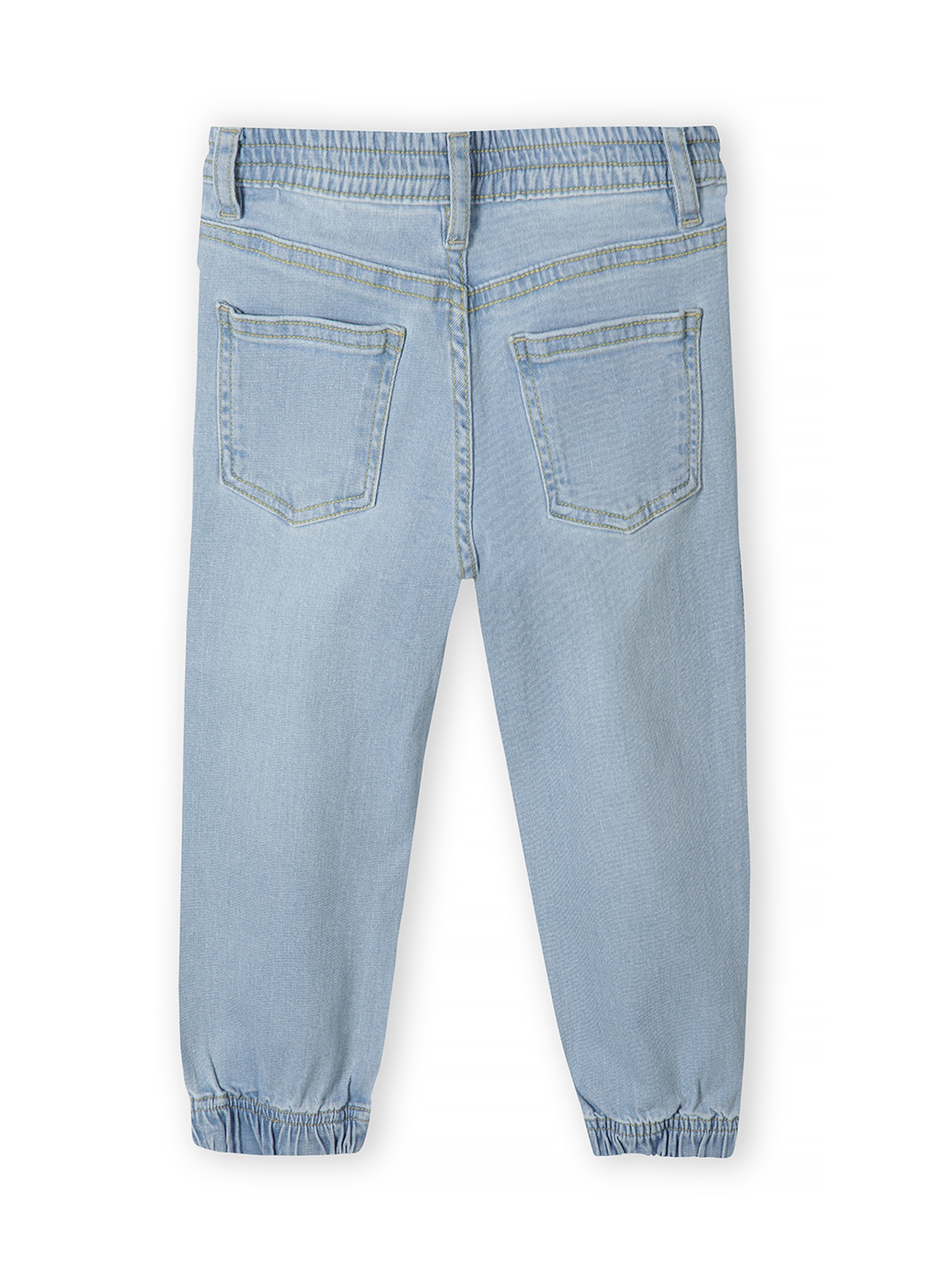 Jasnoniebieskie jeansy o kroju joggerów dla niemowlaka