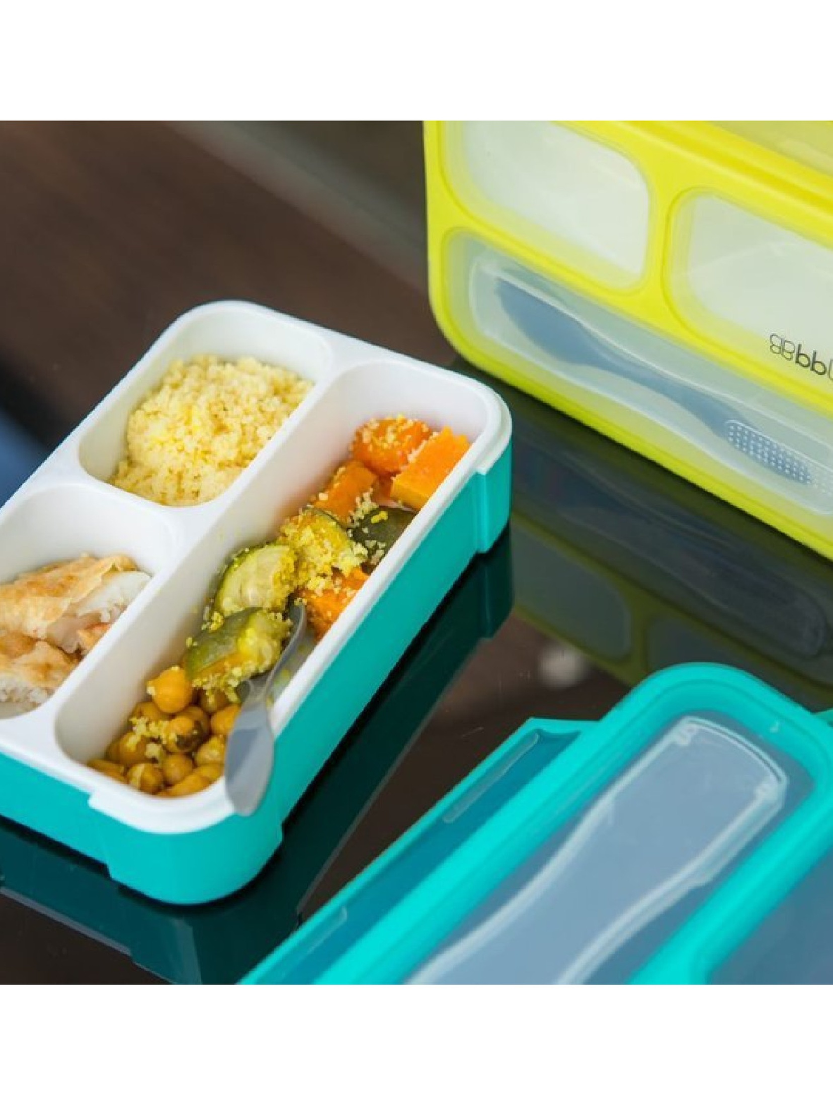 Lunchbox z widelcem Bentö limonkowy bblüv