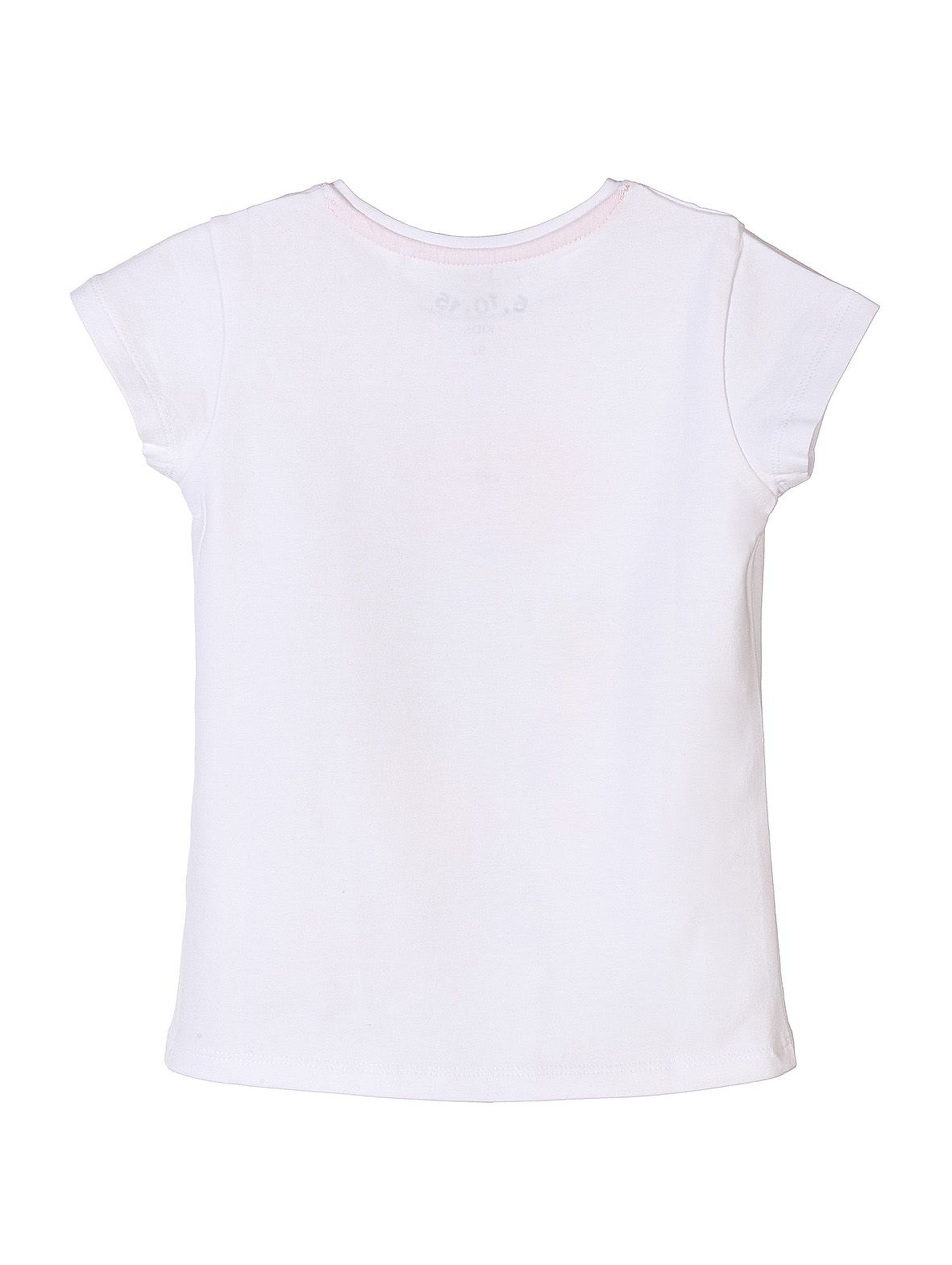 Biały t-shirt dla dziewczynki z kolorowymi nadrukami- syrenki