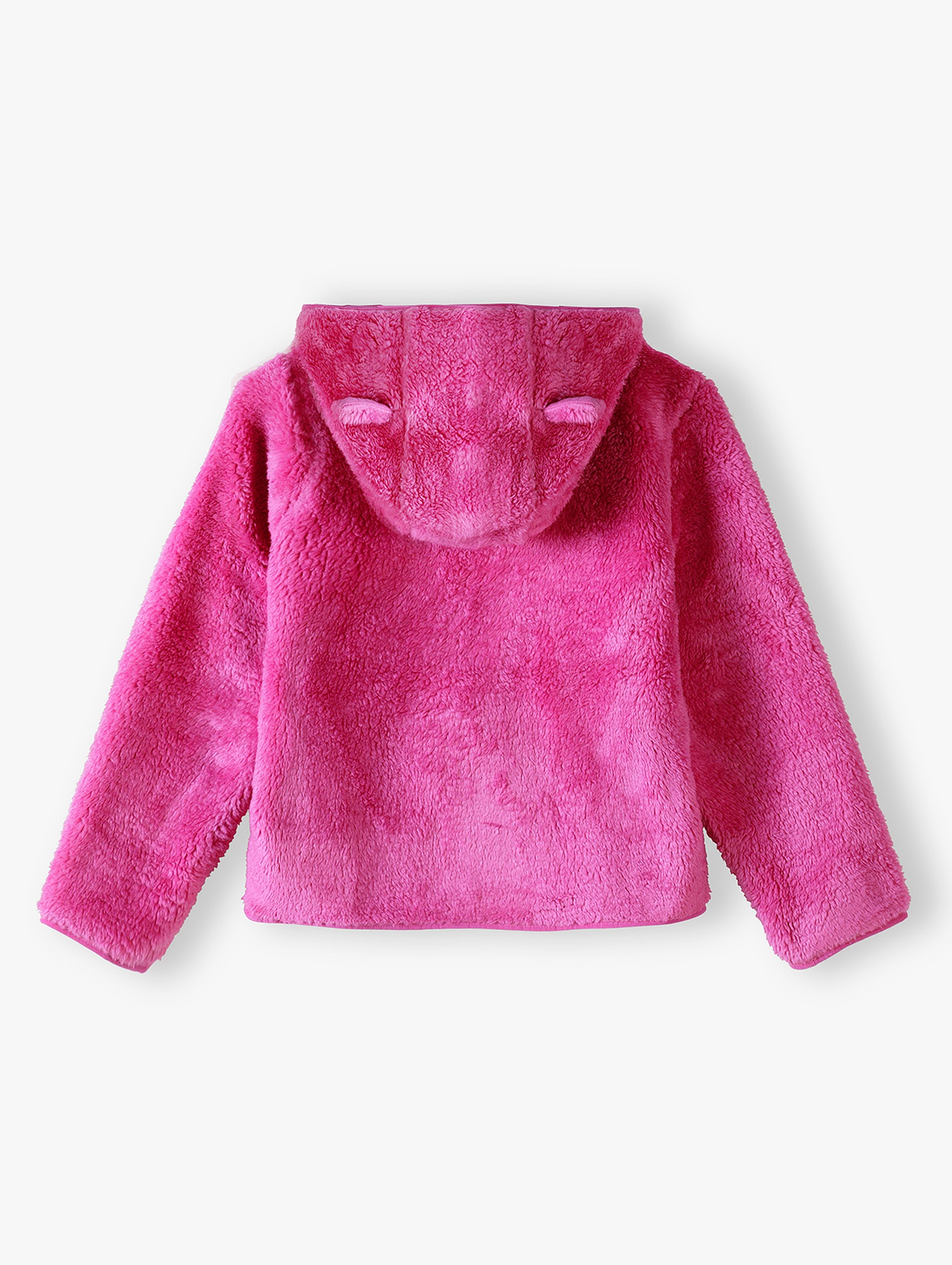 Ciepła różowa bluza dziewczęca z kapturem