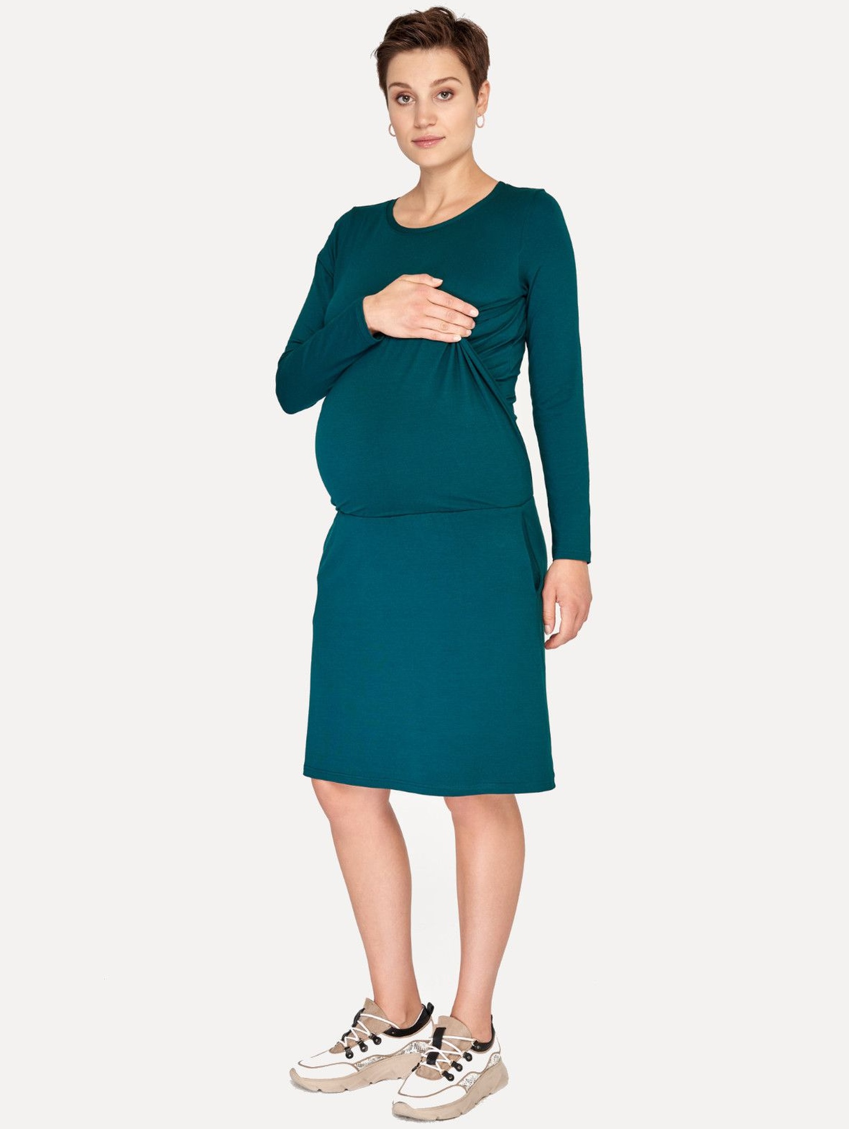 Sukienka ciążowa i do karmienia SIMPLE zielona