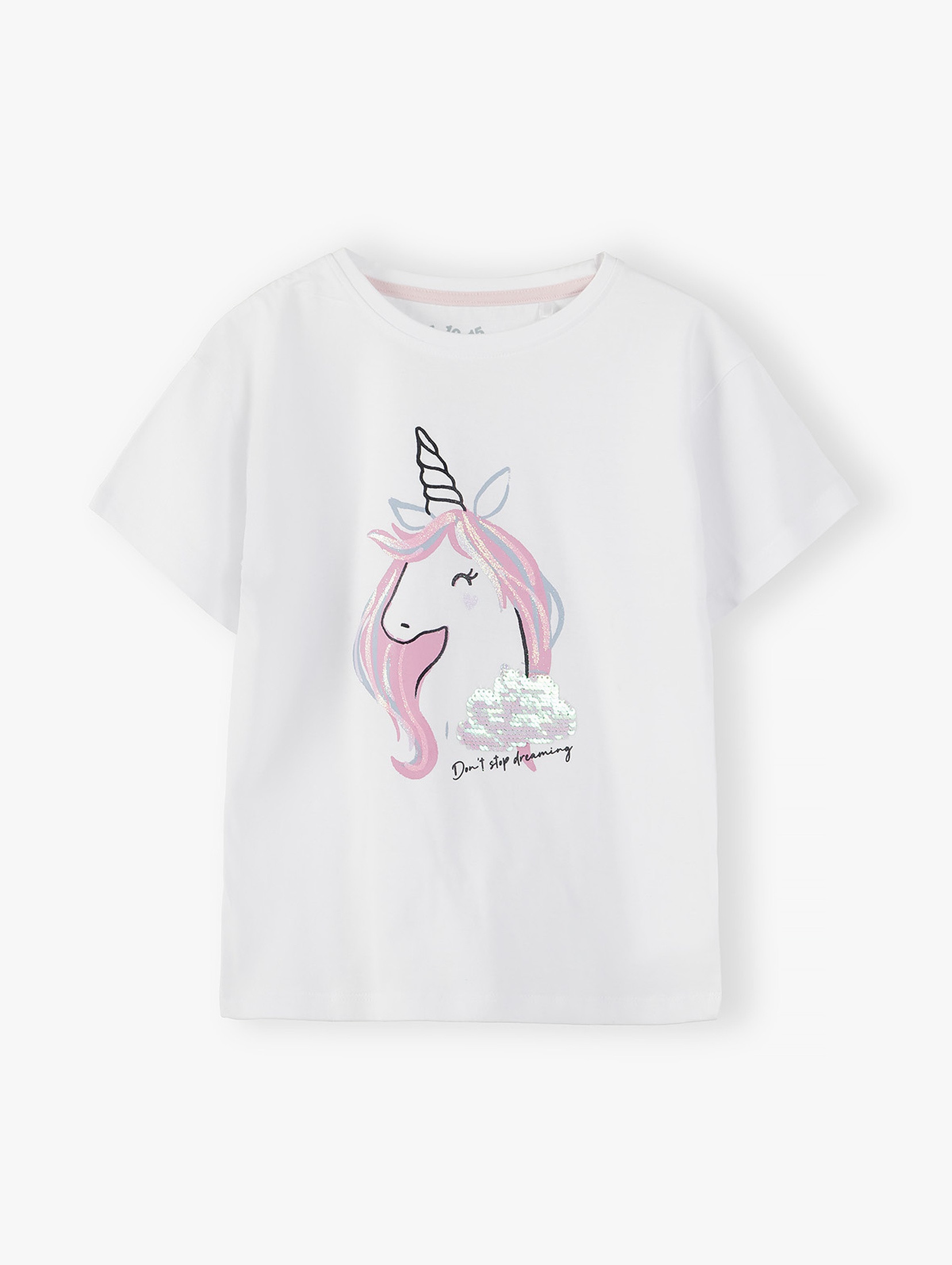 T-shirt bawełniany dla dziewczynki z jednorożcem