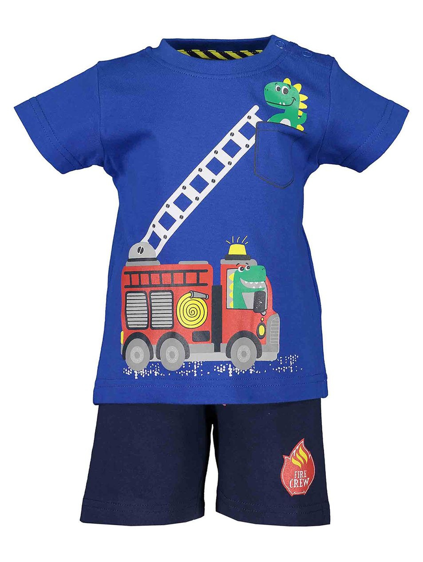 Komplet chłopięcy z wozem strażackim koszulka i spodenki