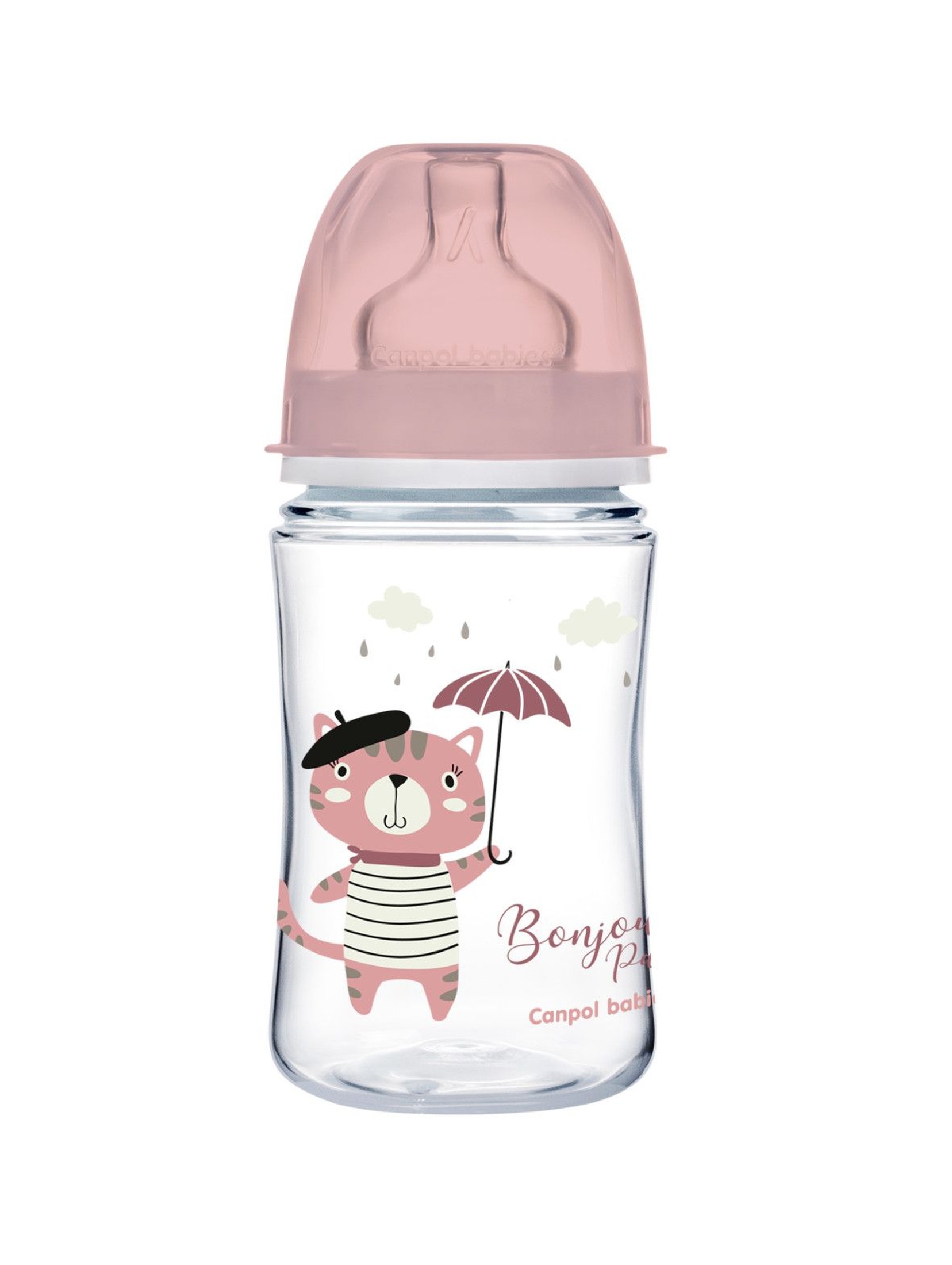 Canpol babies butelka szeroka antykolkowa 240 ml PP Easy Start BONJOUR - różowa