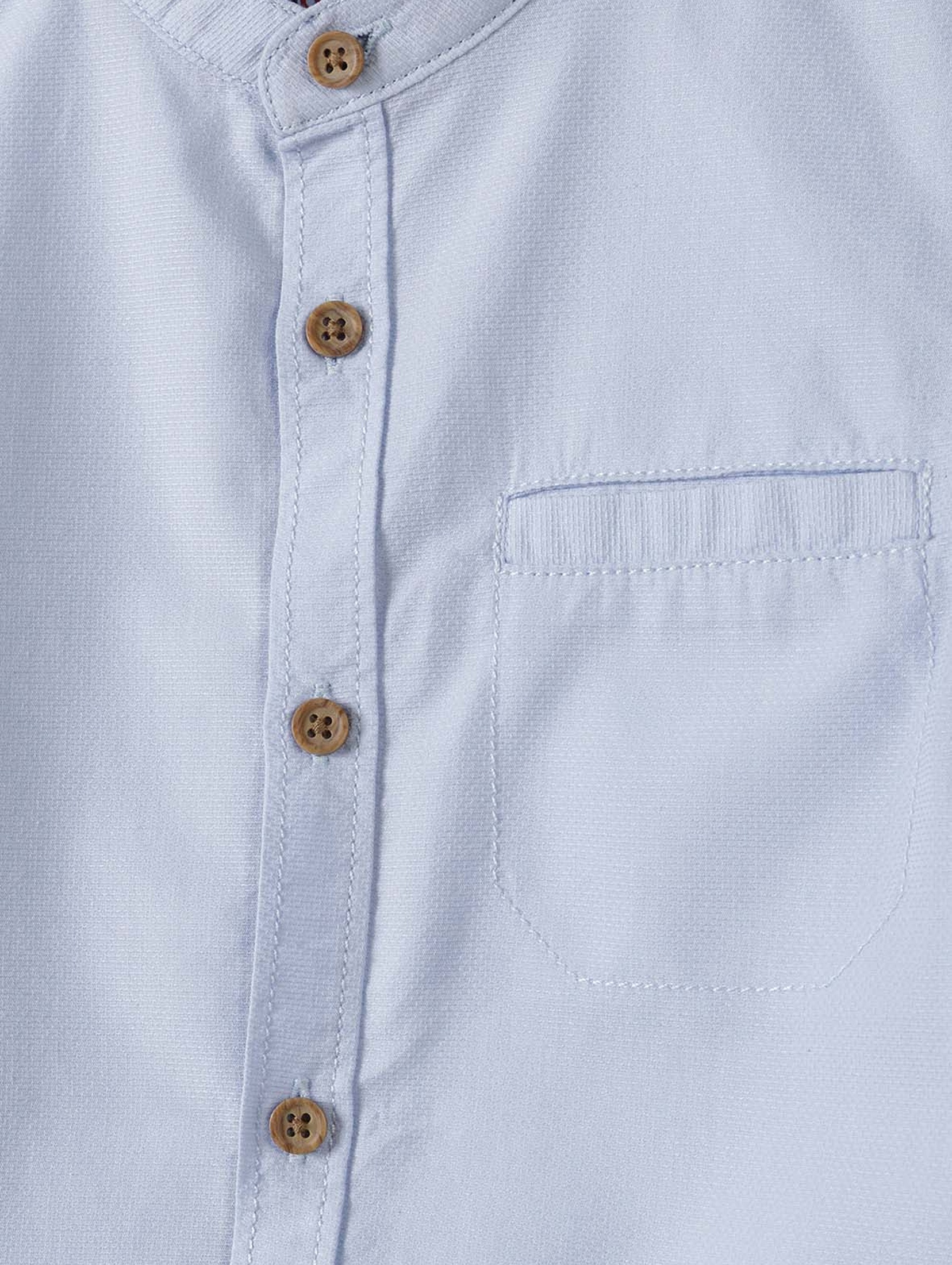 Koszula ze stójką i krótkim rękawem dla chłopca- błękitna