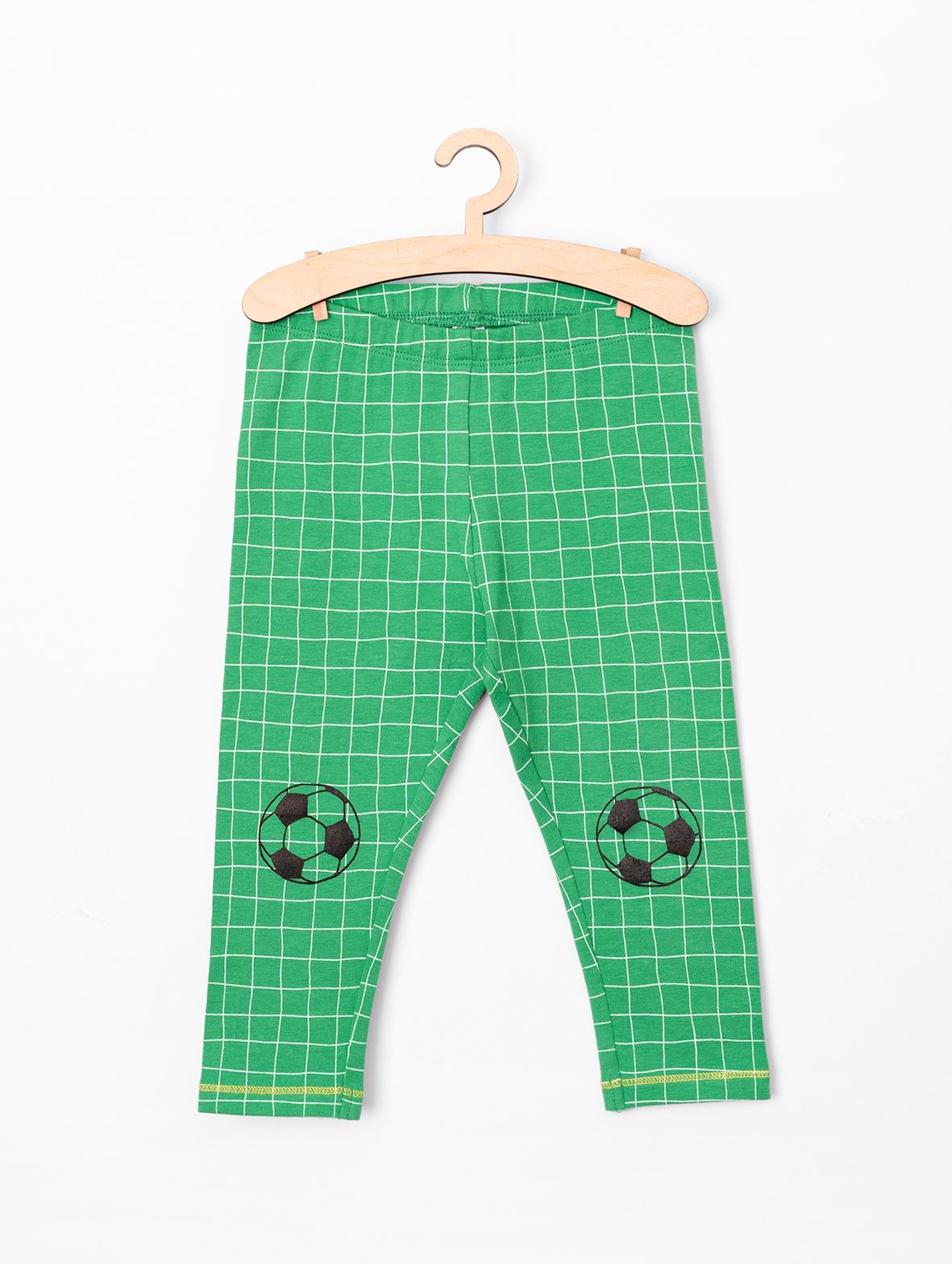 Spodnie niemowlęce zielone w kratkę- piłka nożna