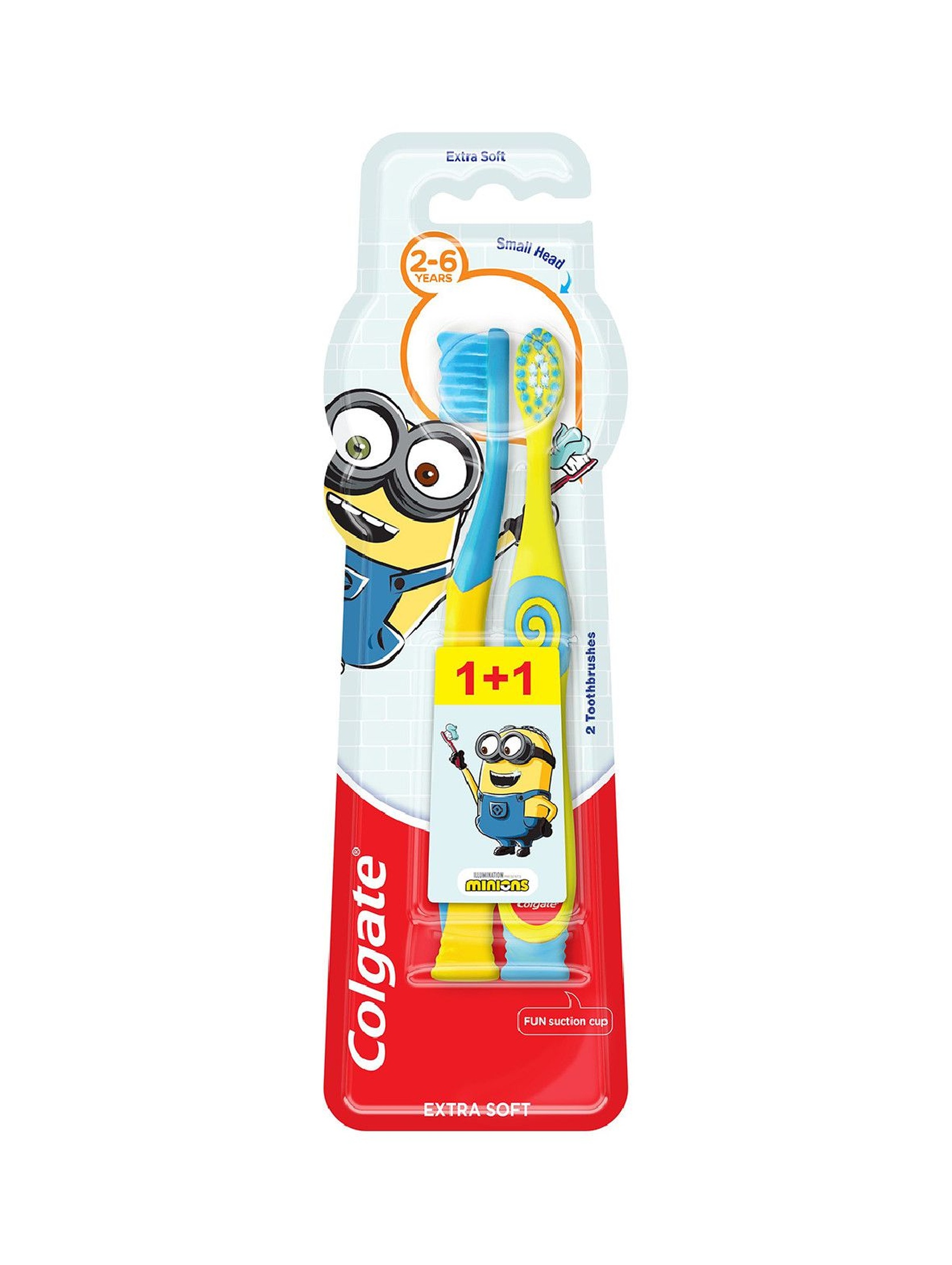 Colgate Kids Szczoteczka do zębów dla dzieci w wieku bardzo miękka SOFT 2 sztuki (1+1) 2-6 lat