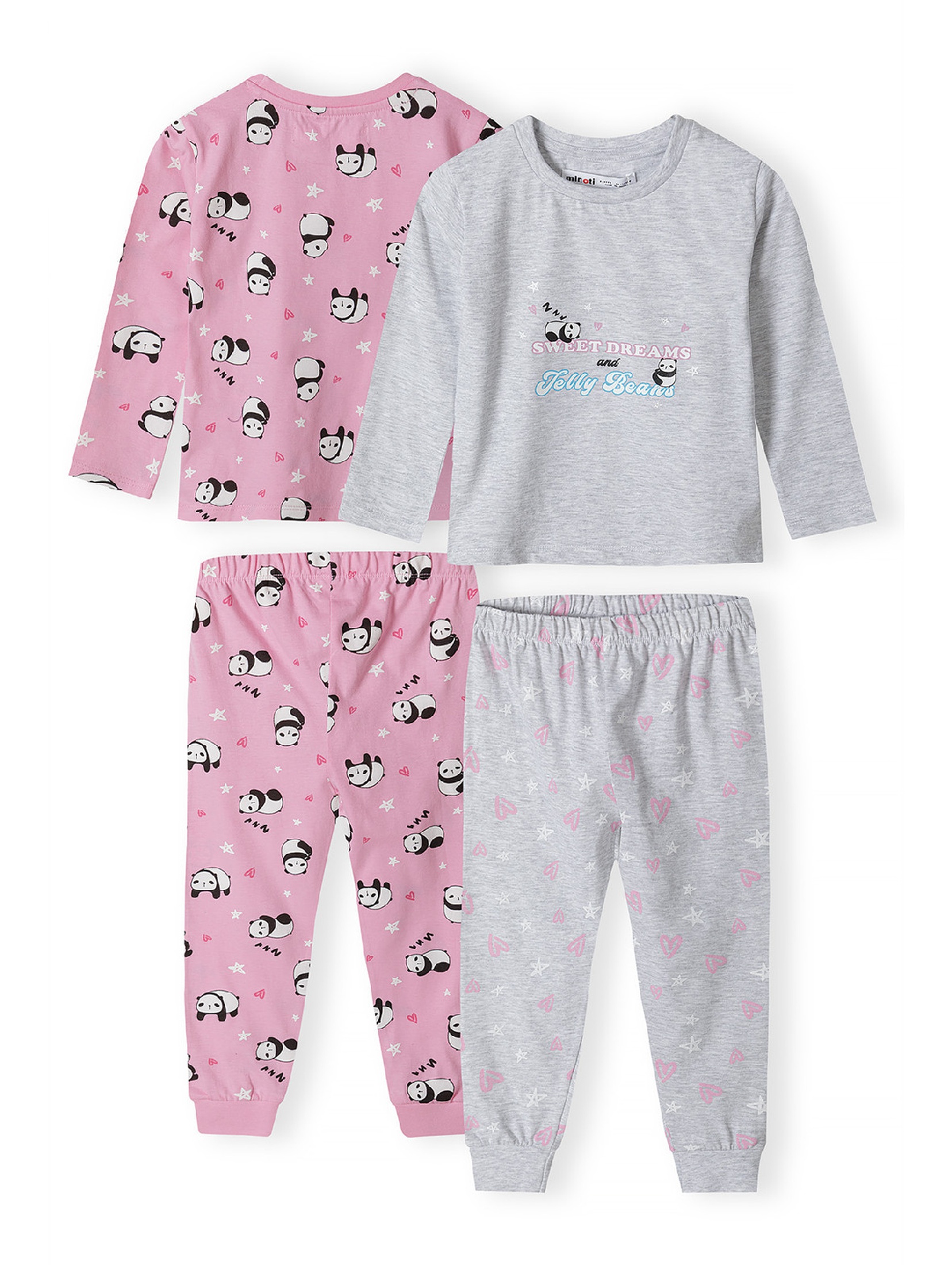 Piżama z długim rękawem oraz nadrukiem w misie pandy dla dziewczynki 	2-pack