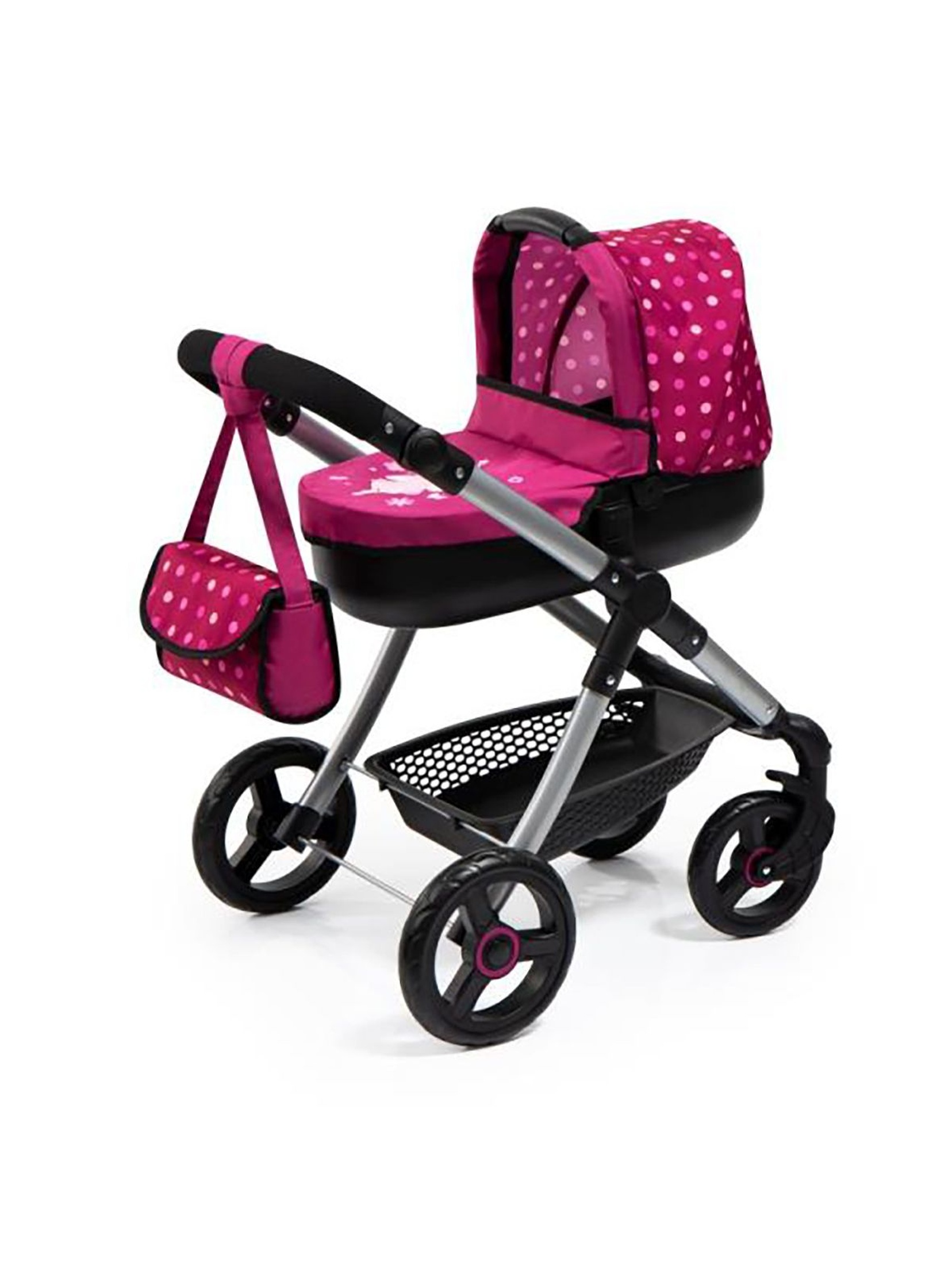 Wózek dla lalek Style w kropeczki - różowy