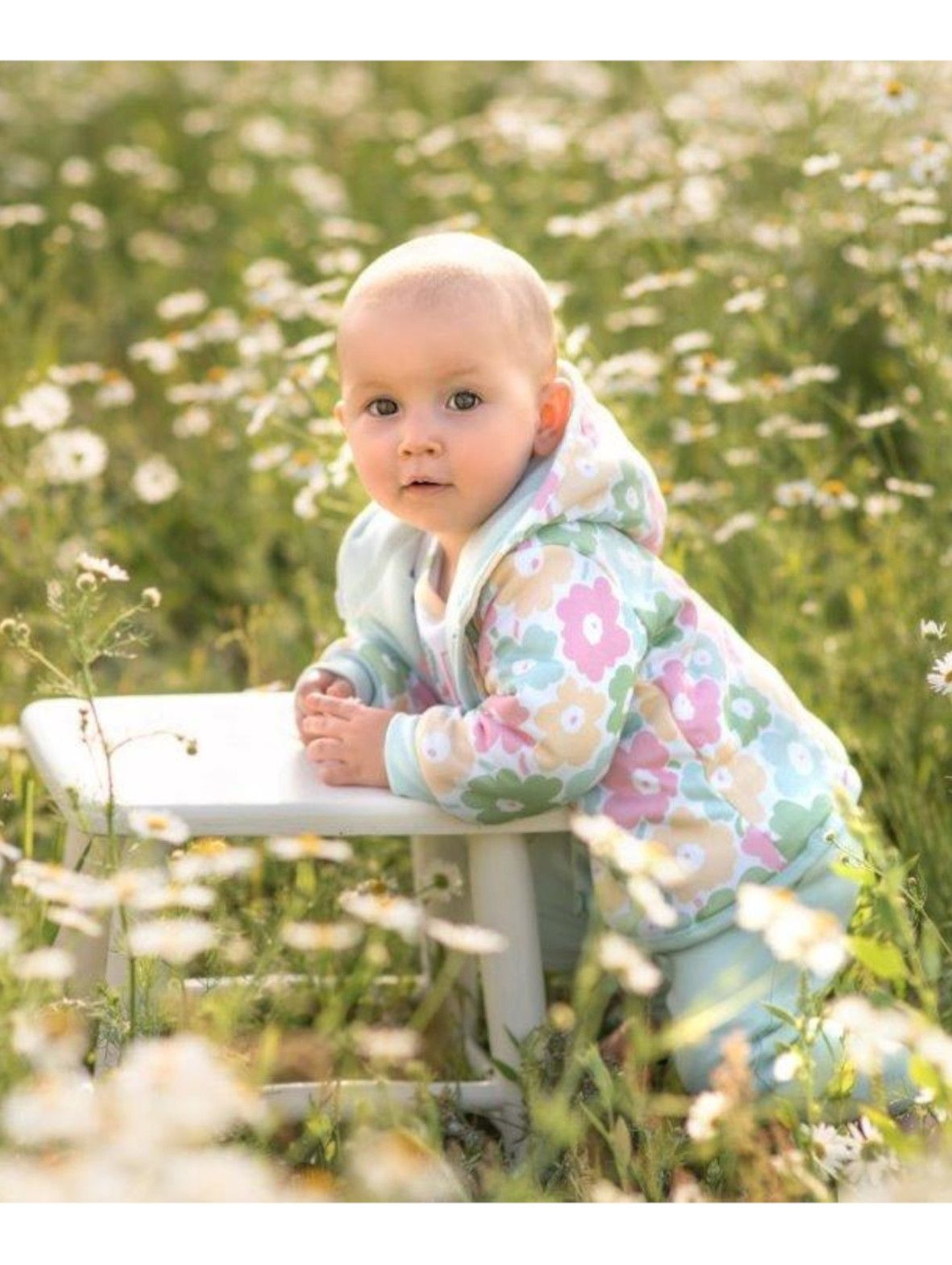 Dwustronna kurtka niemowlęca z bawełny organicznej dla dziewczynki