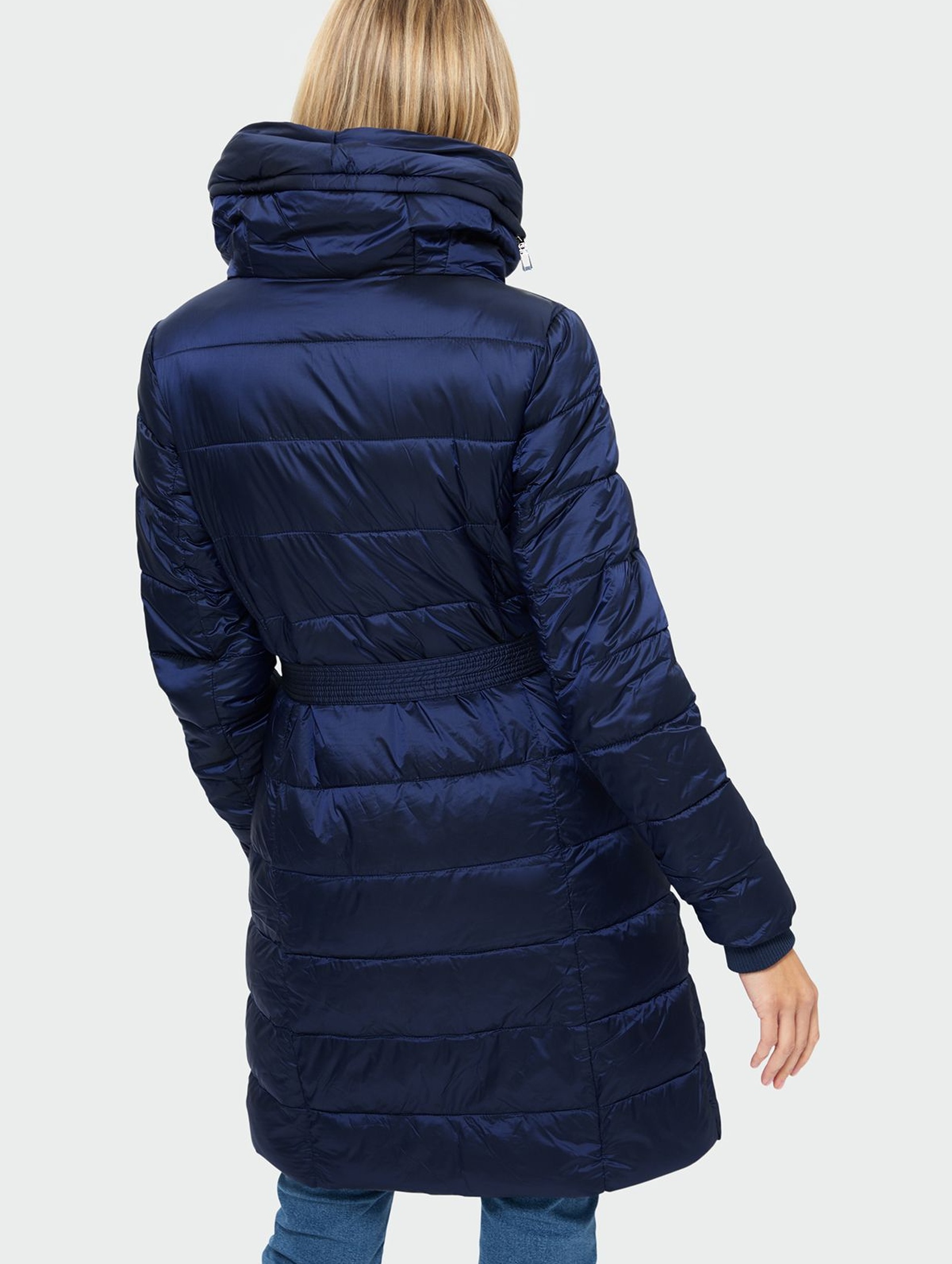 Granatowy pikowany płaszcz damski rozmiar 34