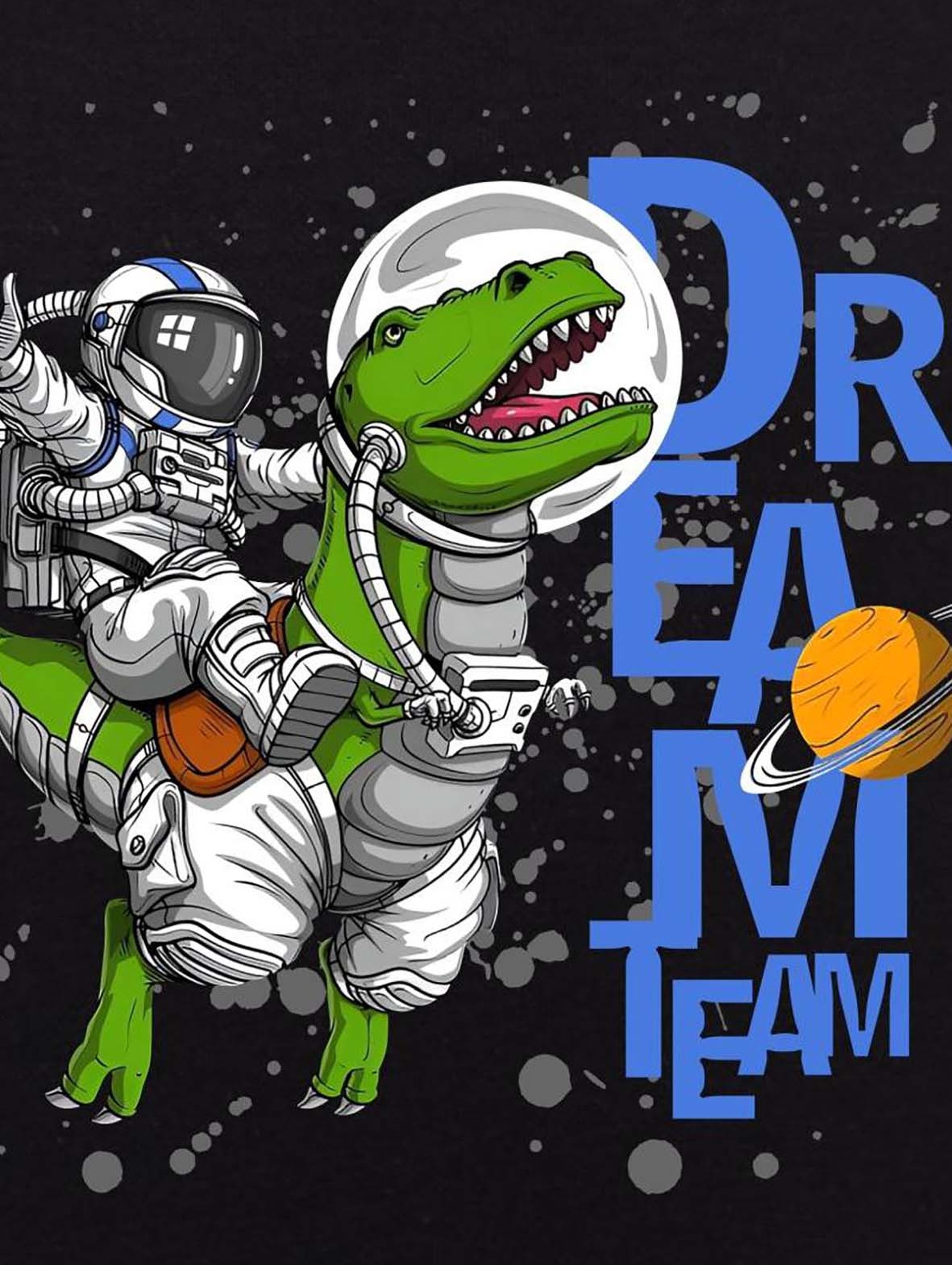 Dzianinowa bluza nierozpinana czarna Astronauta & Dinozaur