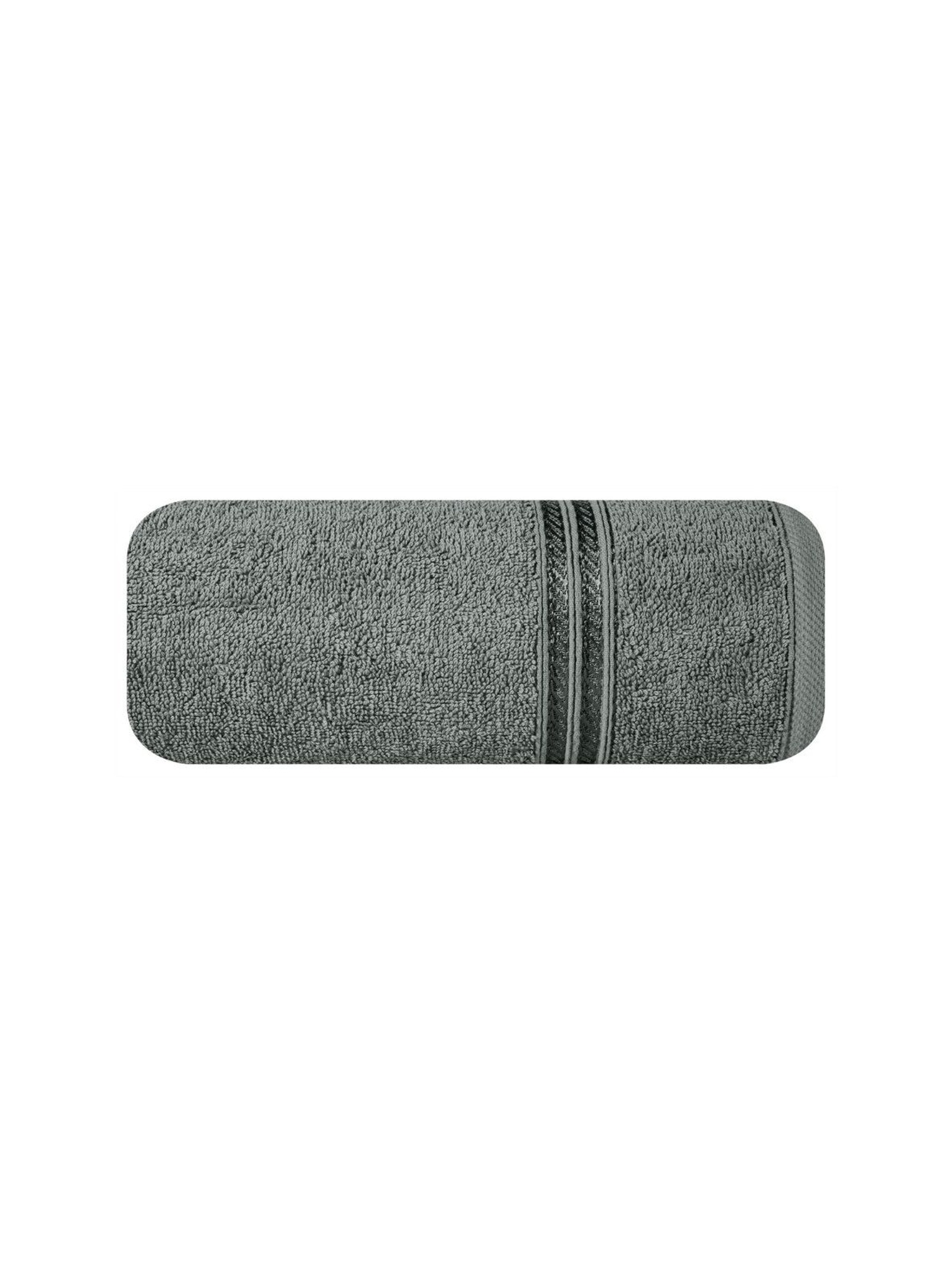 Ręcznik z bordiurą w pasy szary 70x140cm