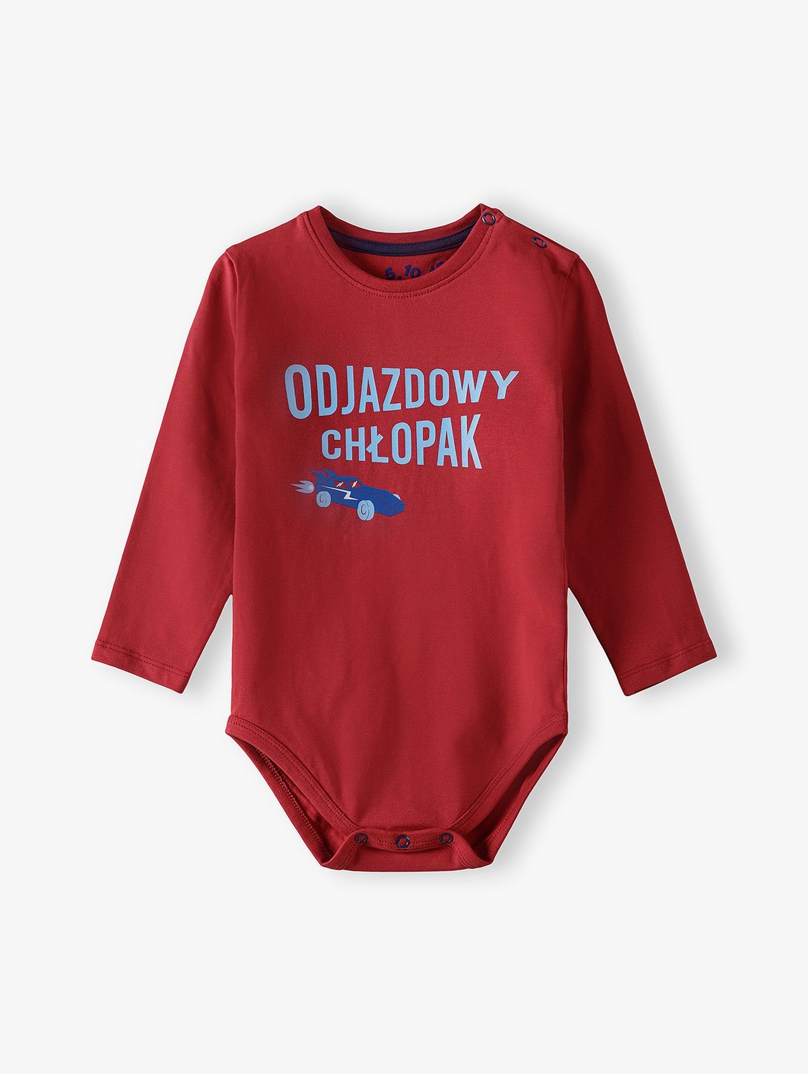 Body niemowlęce z polskim napisem - ODJAZDOWY CHŁOPAK - czerwone