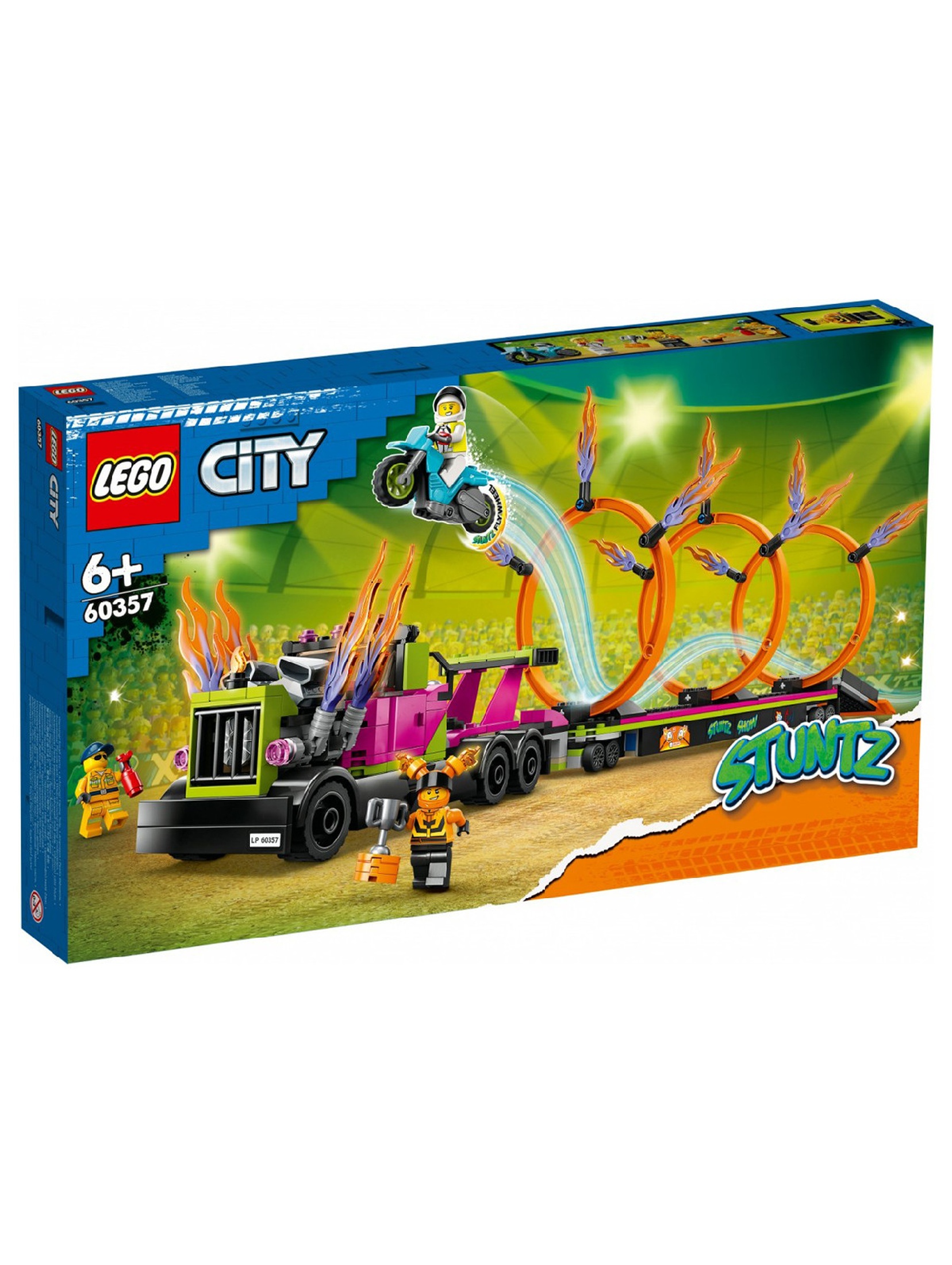 Klocki LEGO City 60357 - Wyzwanie kaskaderskie - ciężarówka i ogniste obręcze