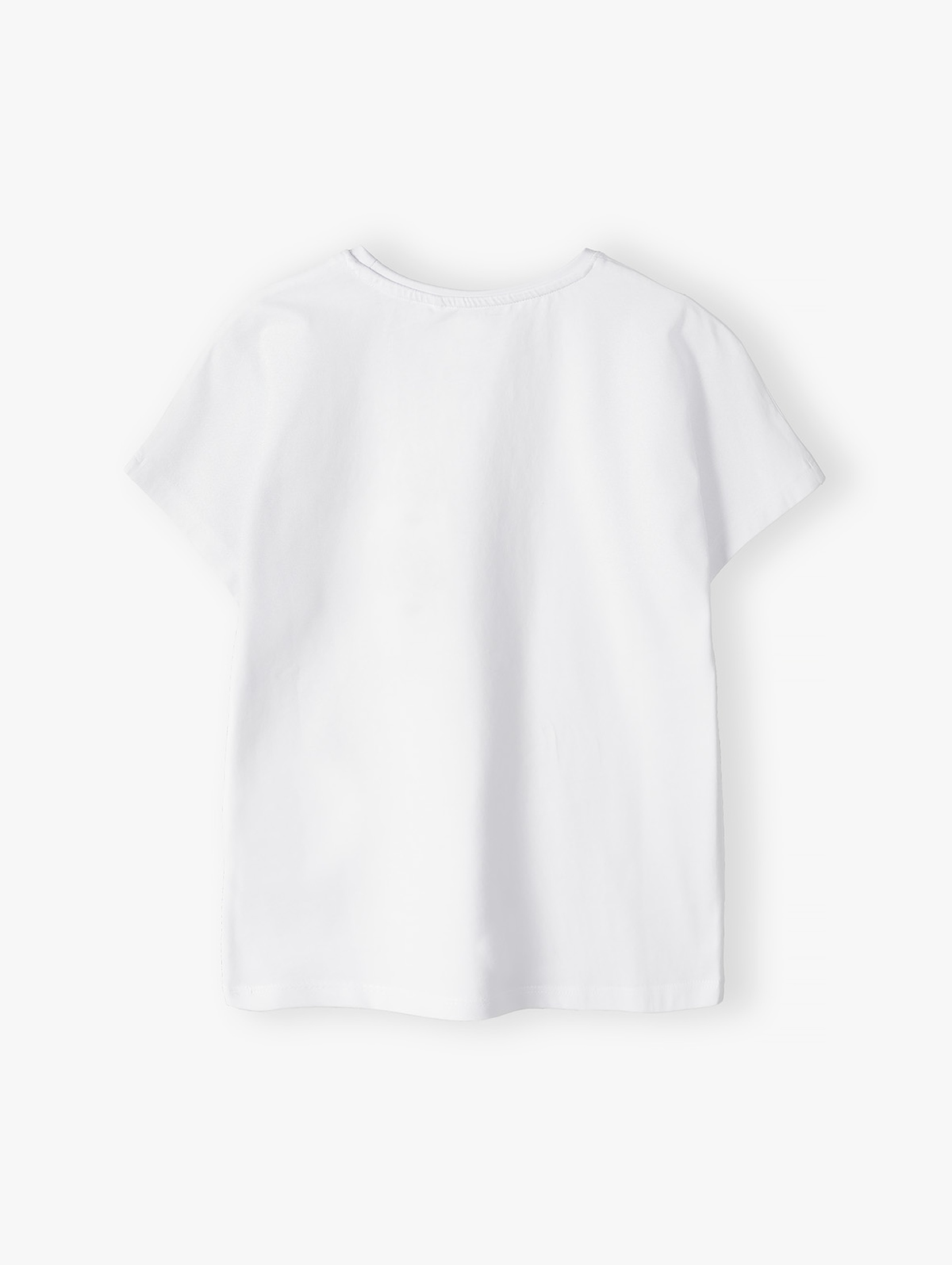 Biały t-shirt dzianinowy dla dziewczynki