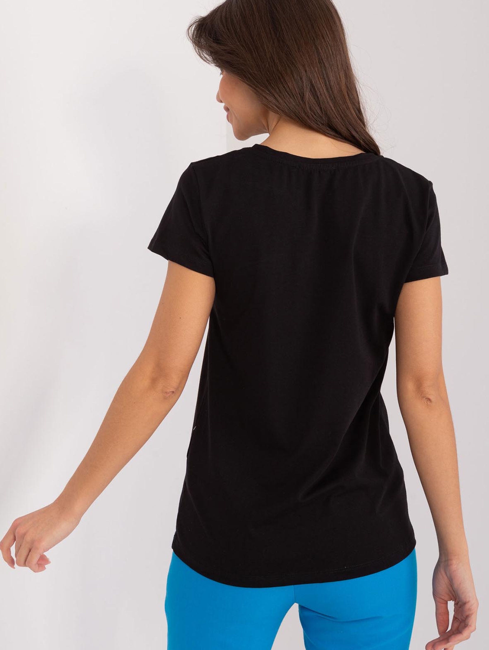 T-Shirt z ażurową aplikacją czarny