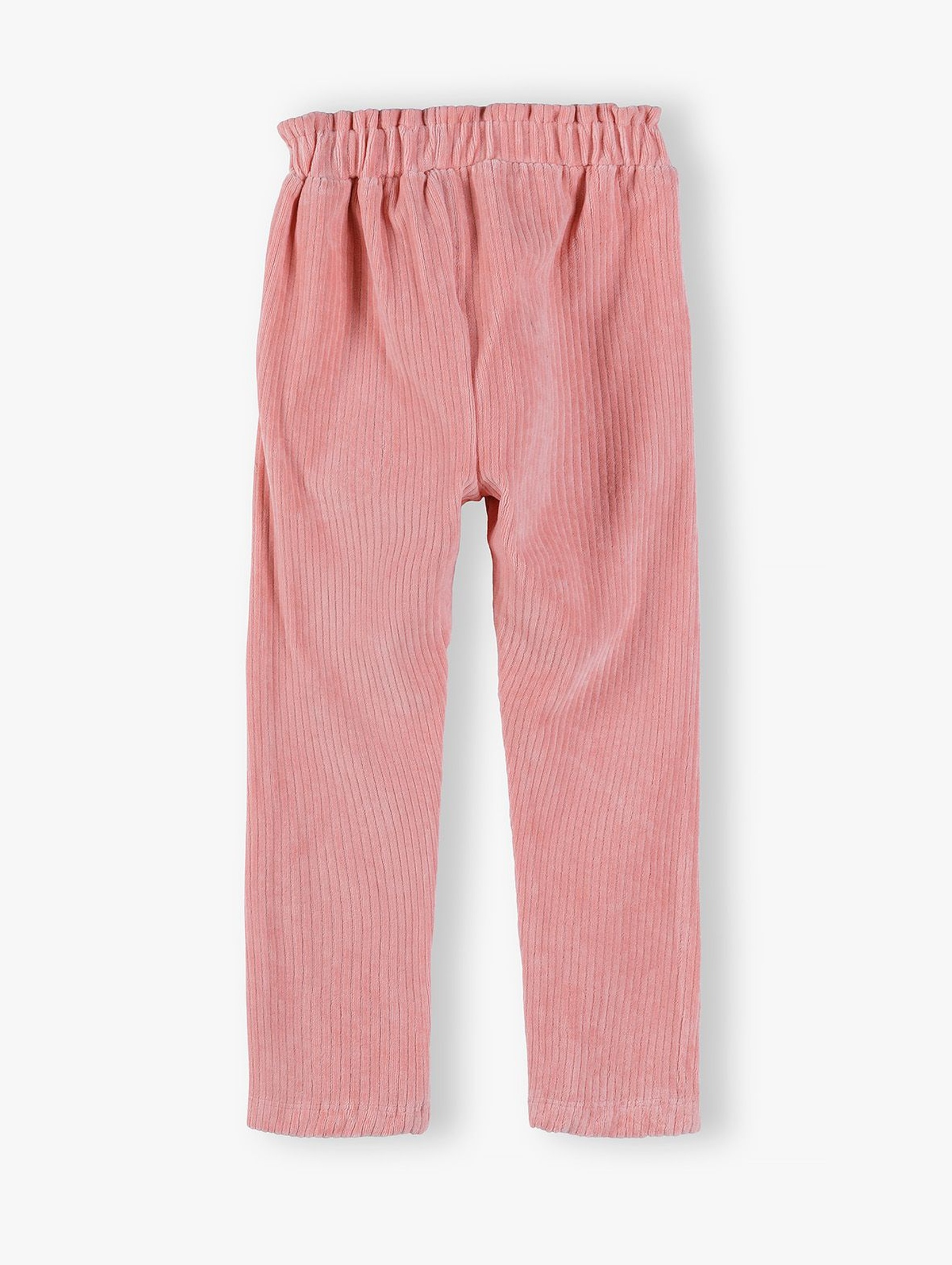 Spodnie dresowe z ozdobną kokardką - różowe w prążki
