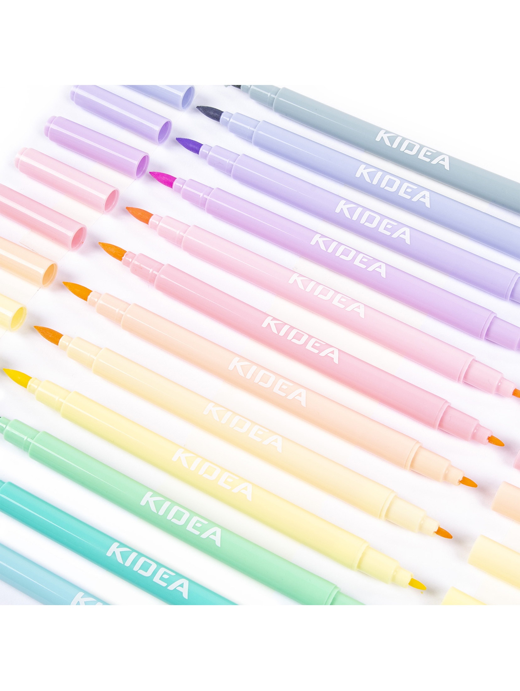 Flamastry dwustronne pastelowe brush 12 kolorów Kidea