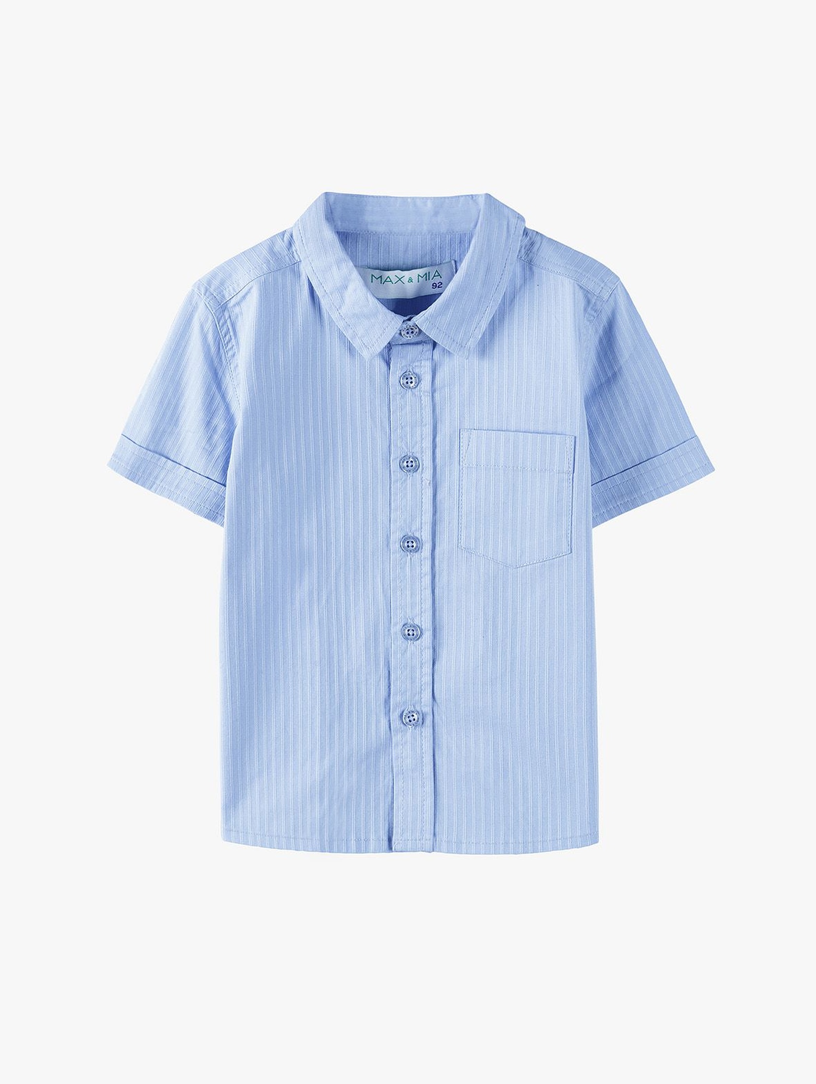 Elegancka koszula chłopięca z krótkim rękawem - niebieska