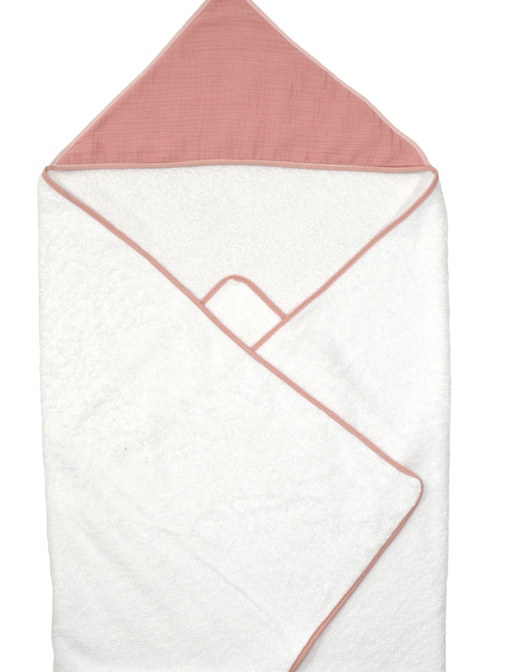 Okrycie kąpielowe dla dziecka 100x100cm - biało-różowe