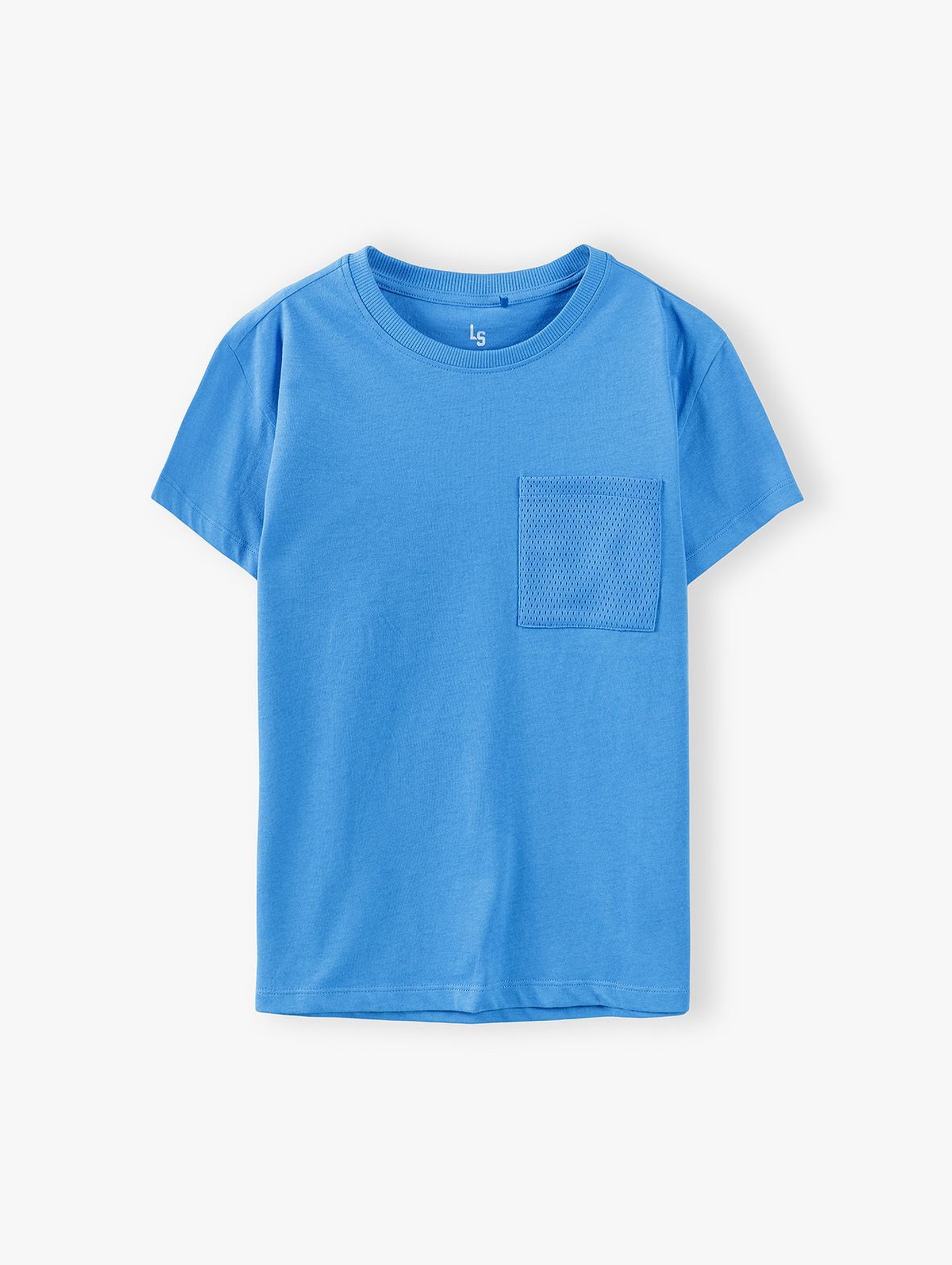 T-shirt chłopięcy w kolorze niebieskim z kieszonką