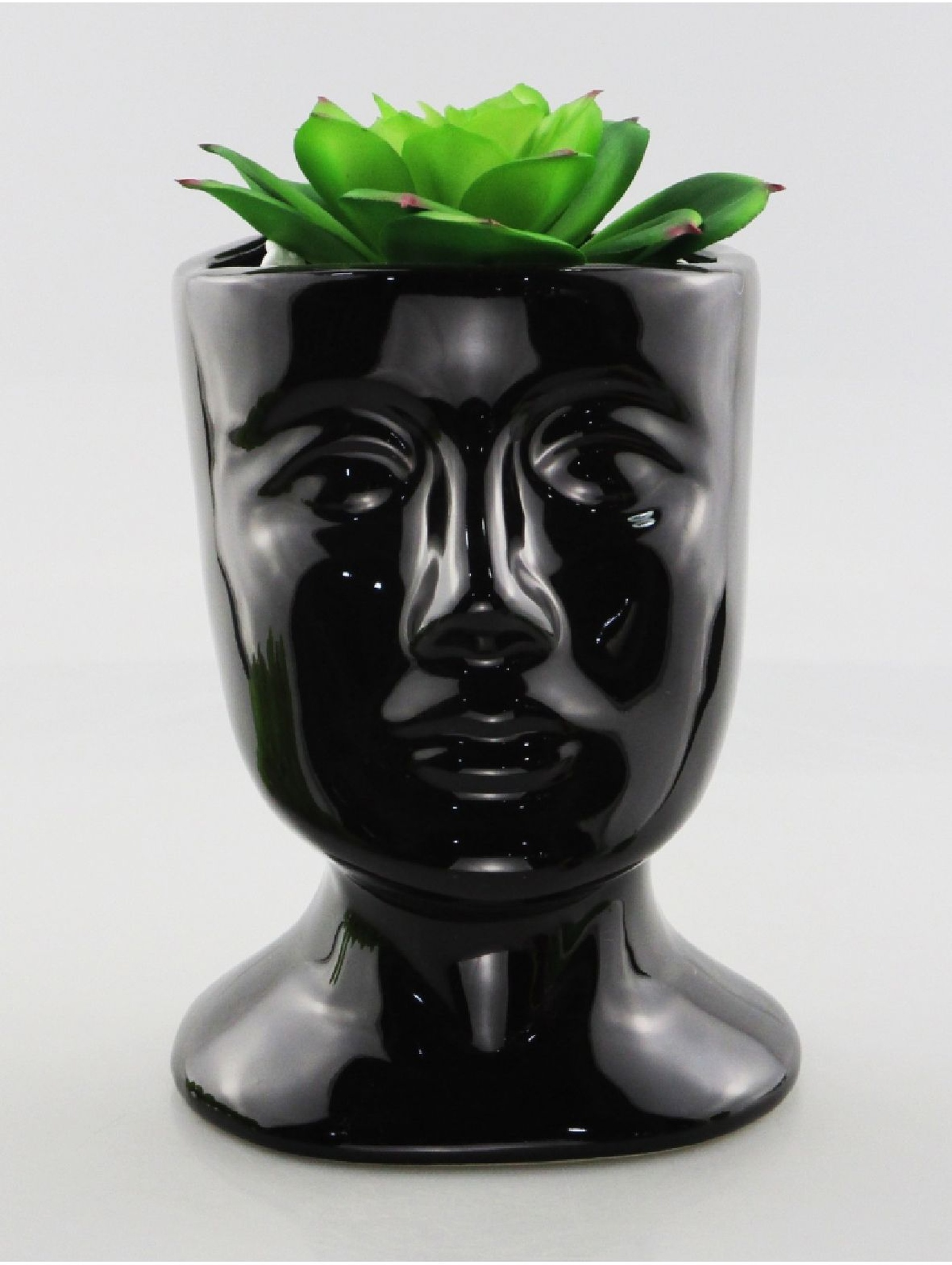 Donica ceramiczna w kształcie głowy - czarny
