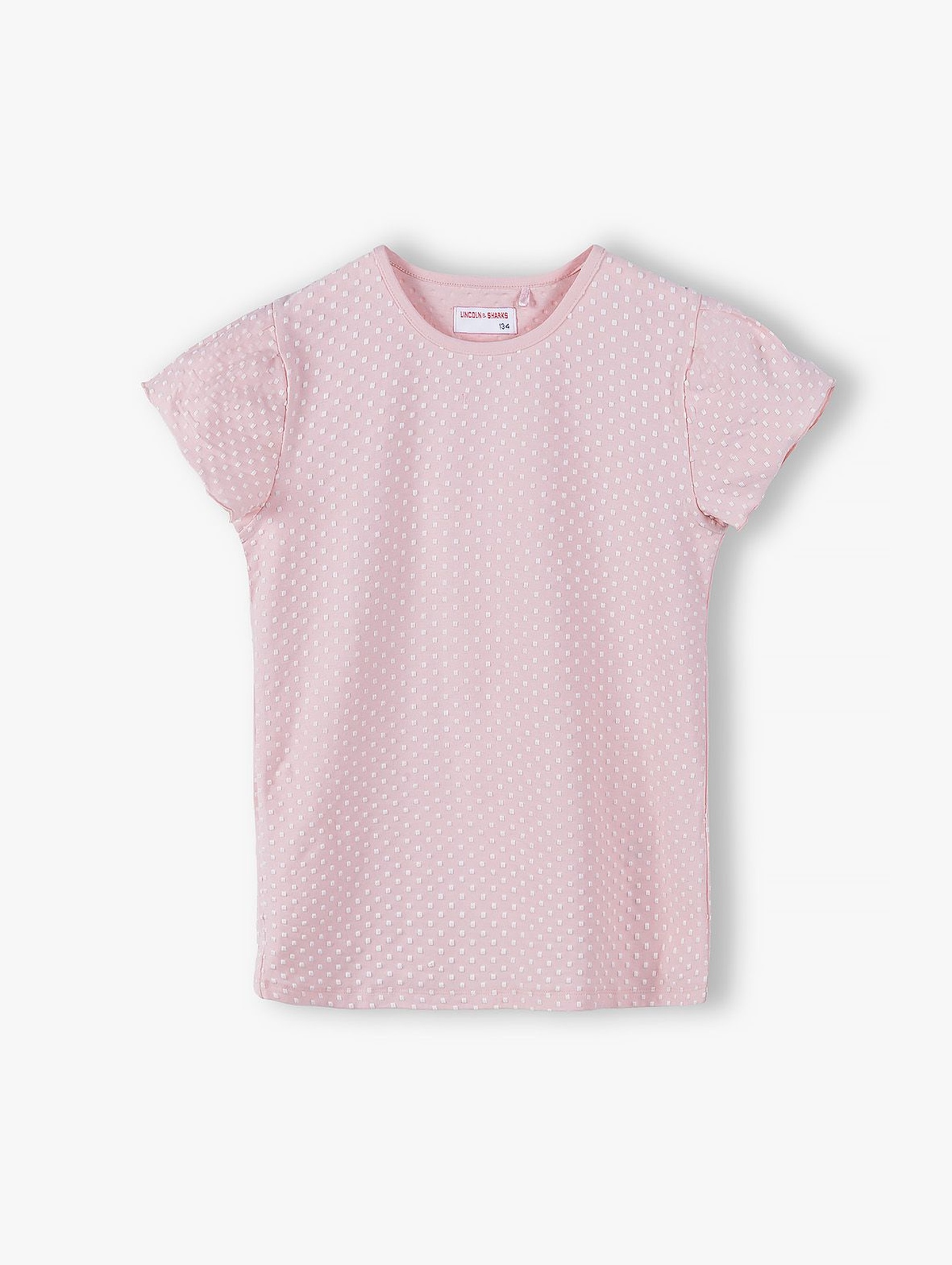 T- shirt dziewczęcy z falbankami - różowy