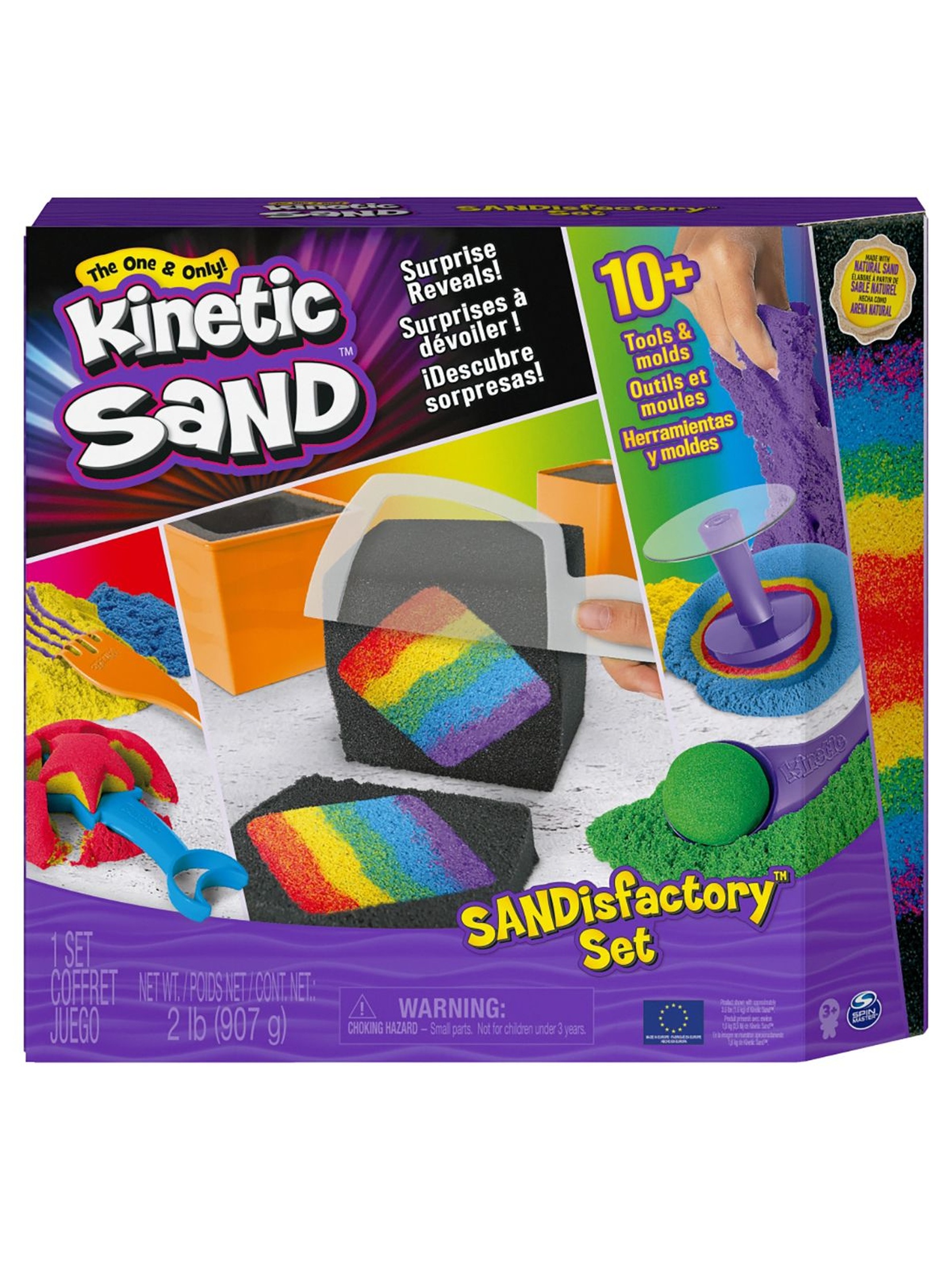 Kinetic sand - wytwórnia piasku, zestaw kolorowego piasku z akcesoriami i zaskakującymi efektami
