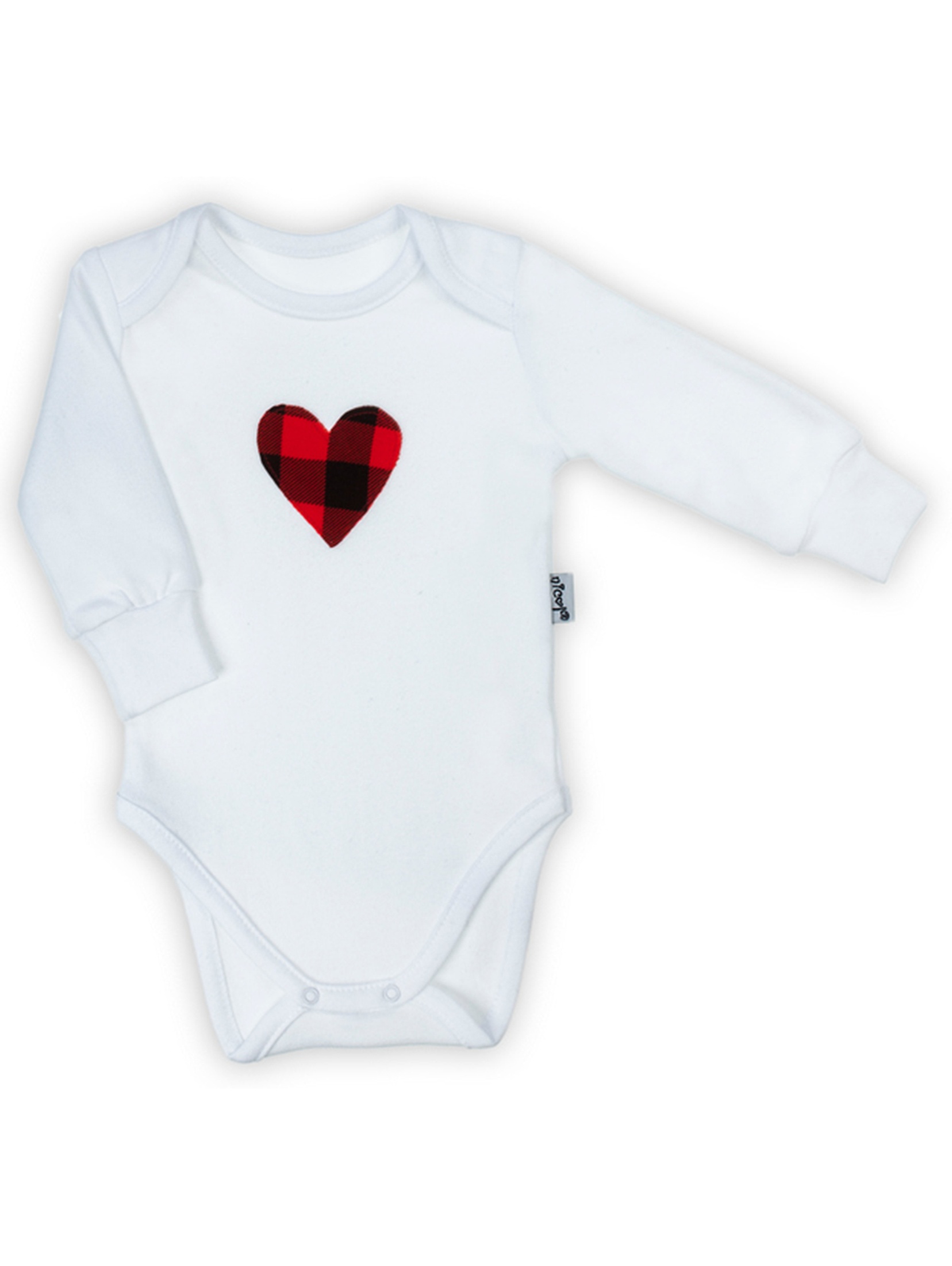Body bawełniane niemowlęce z długim rękawem z sercem czarne