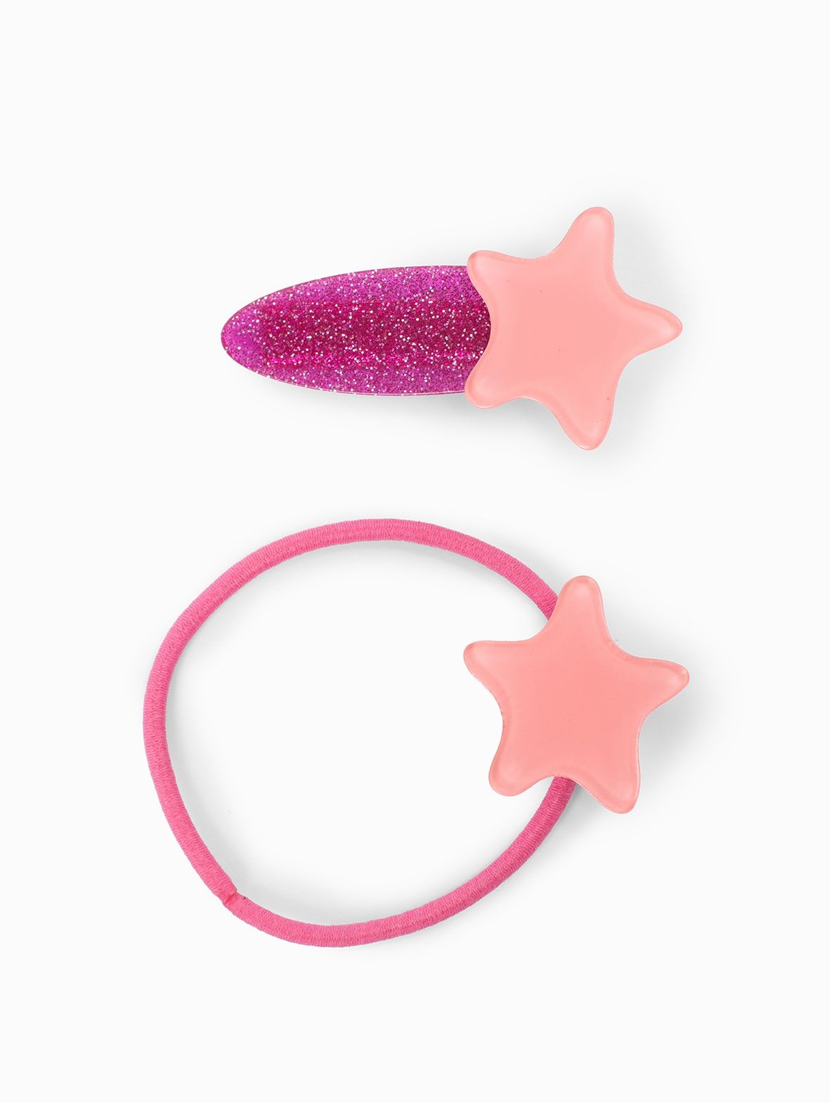 Spinka dziewczęca w kształcie gwiazdki i gumka - różowe
