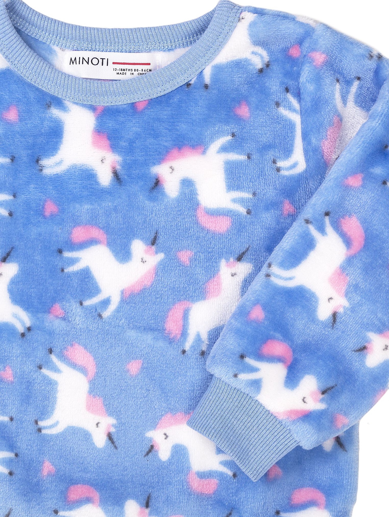 Ciepła piżama niemowlęca - niebieska w jednorożce