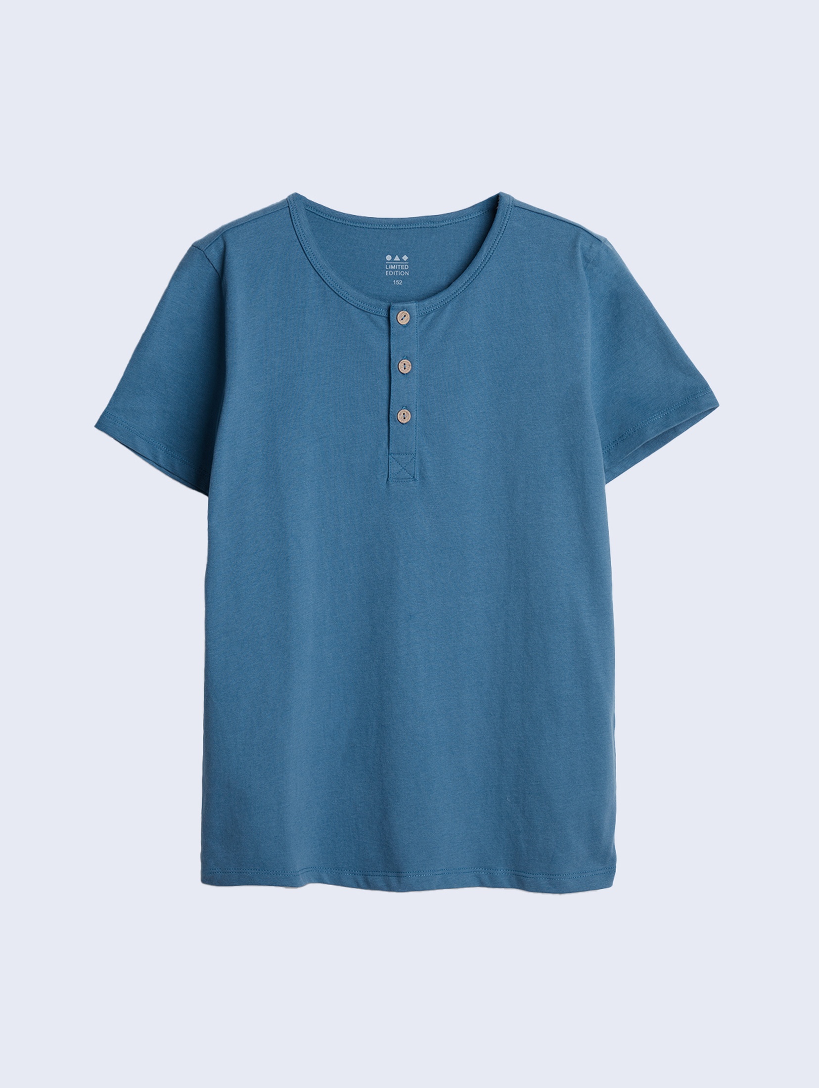 Bawełniany t-shirt z guzikami - niebieski - unisex - Limited Edition