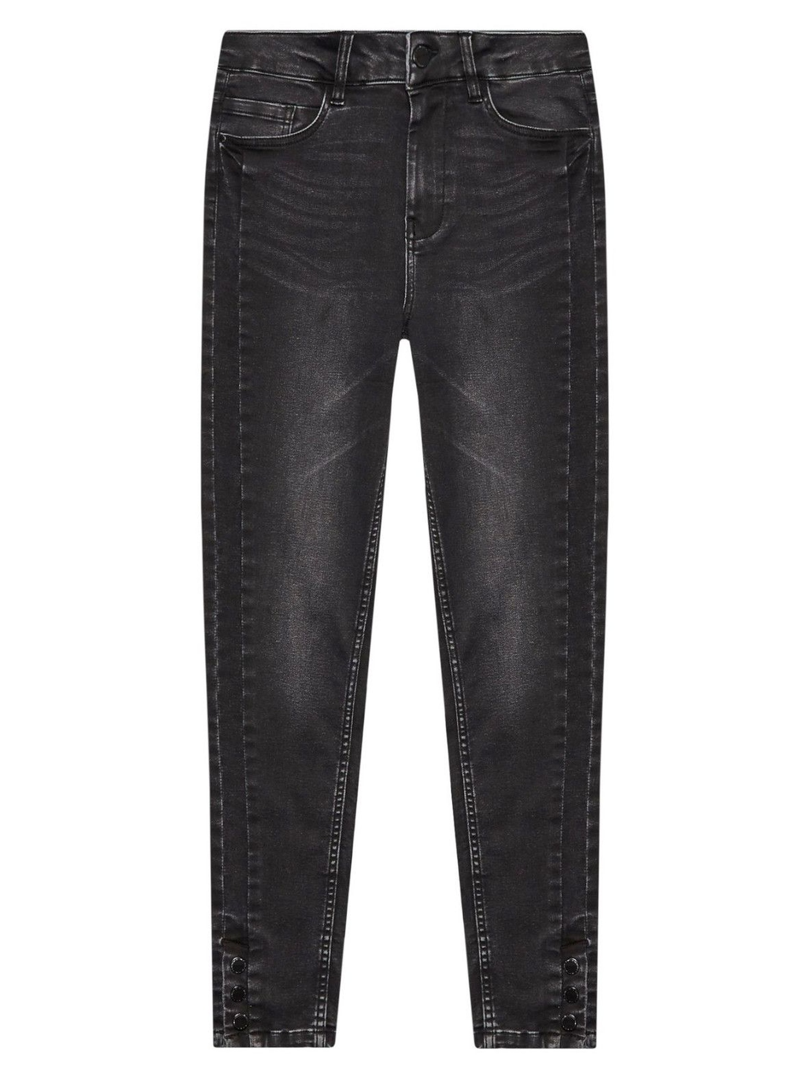 Jeansy damskie medium waist z ozdobnymi guzikami czarne