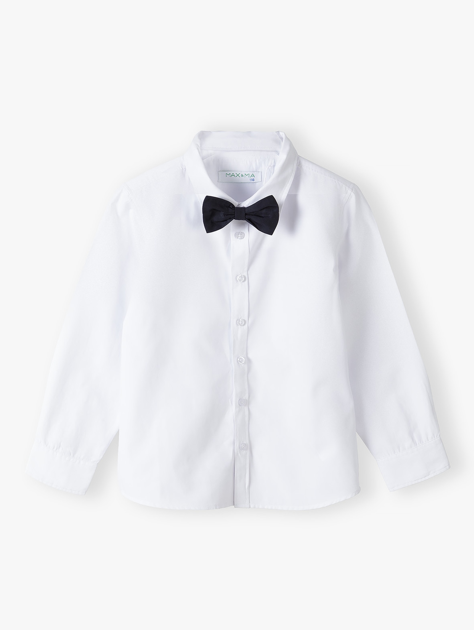 Elegancki komplet chłopięcy- biała koszula z kamizelką i muszką
