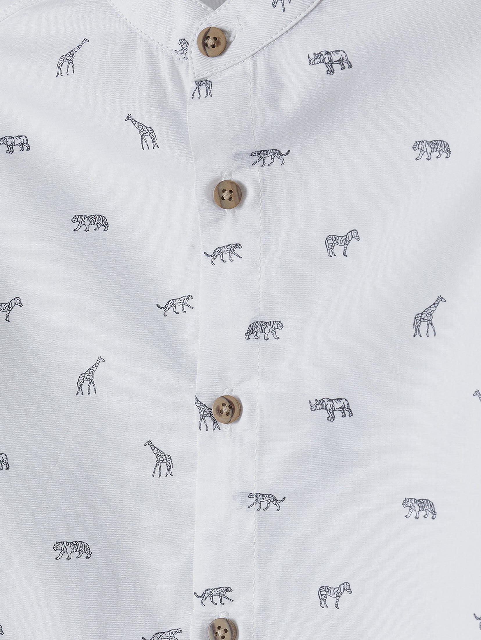 Biała koszula chłopięca bawełniana ze zwierzątkami