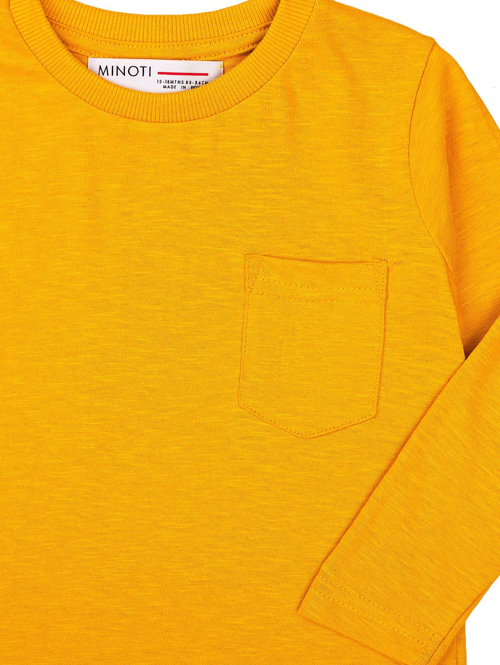 Bluzka niemowlęca bawełniana z kieszonką-żółta